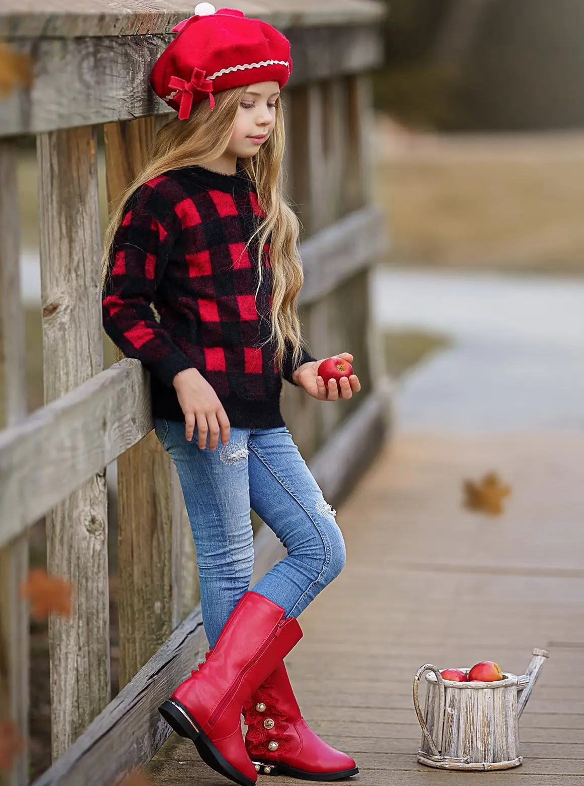 Plaid Attitude Fuzzy Pullover Sweater - Image 4
