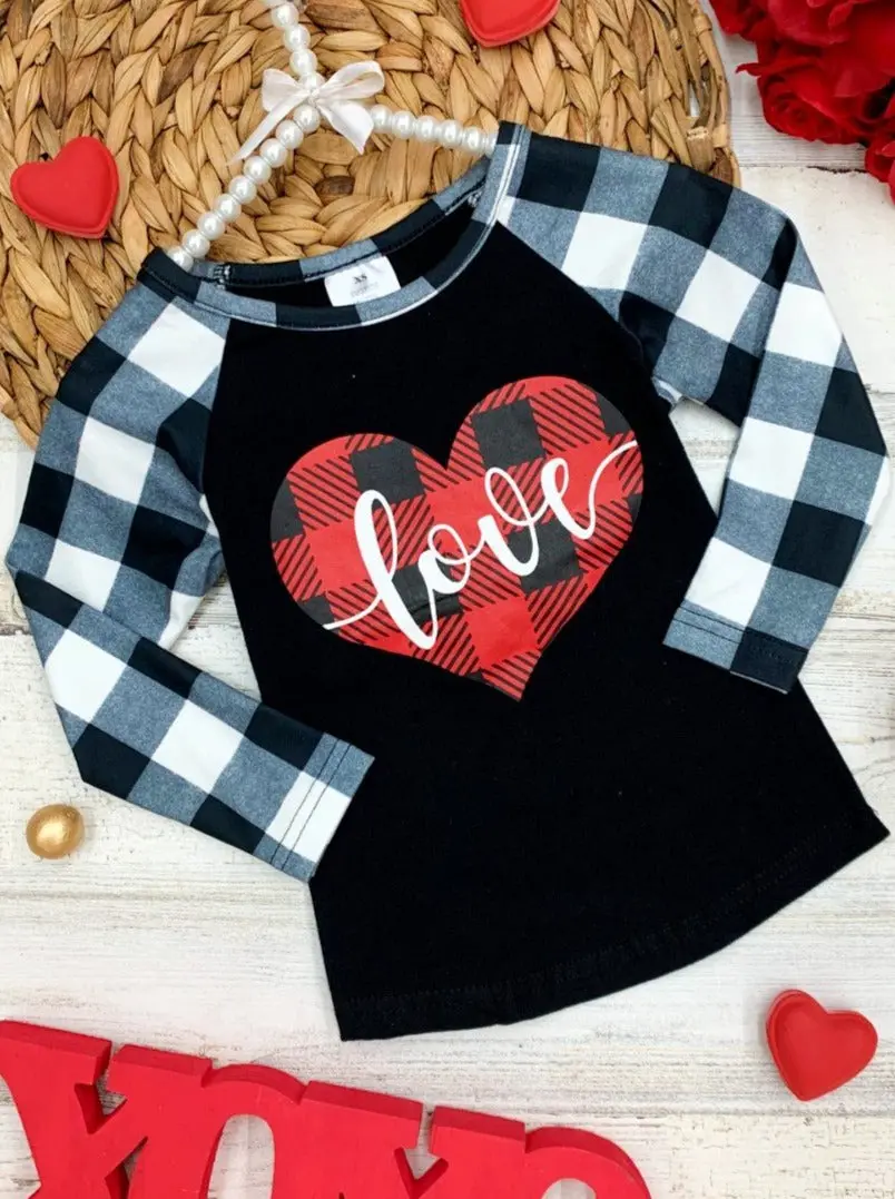 Drop Of Love Plaid Raglan Top - Image 2