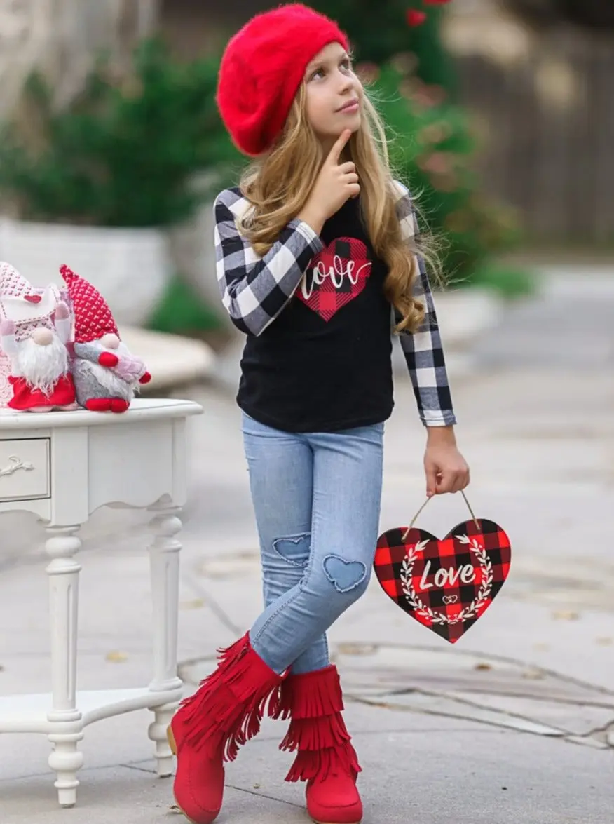 Drop Of Love Plaid Raglan Top - Image 6