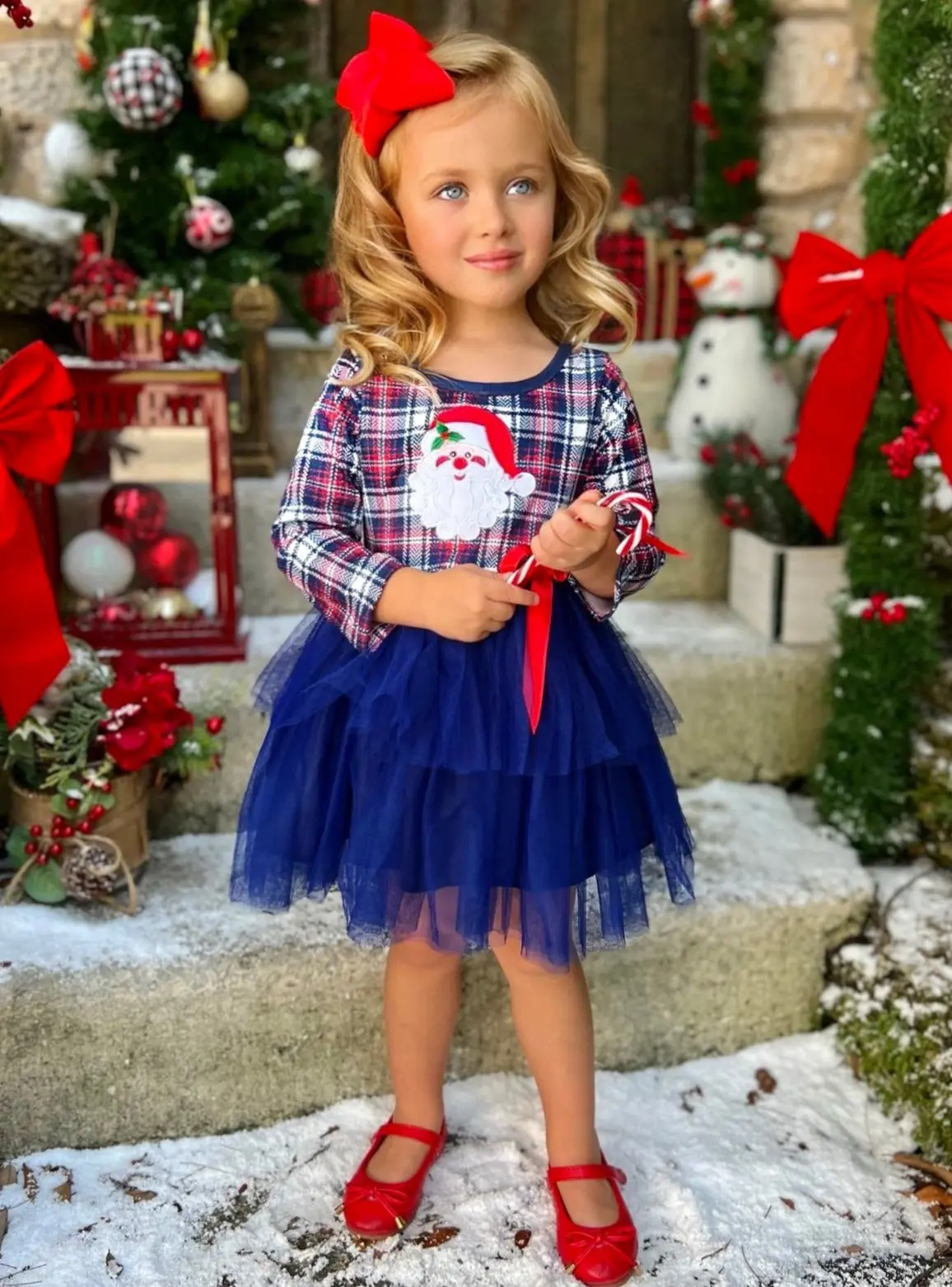 Santa's Favorite Plaid Tutu Dress - Image 5