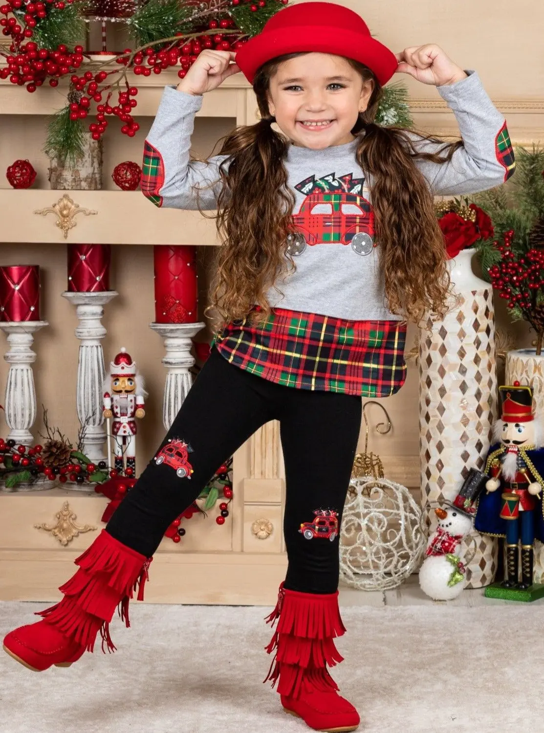 Christmas Haul Plaid Patched Legging Set - Image 2