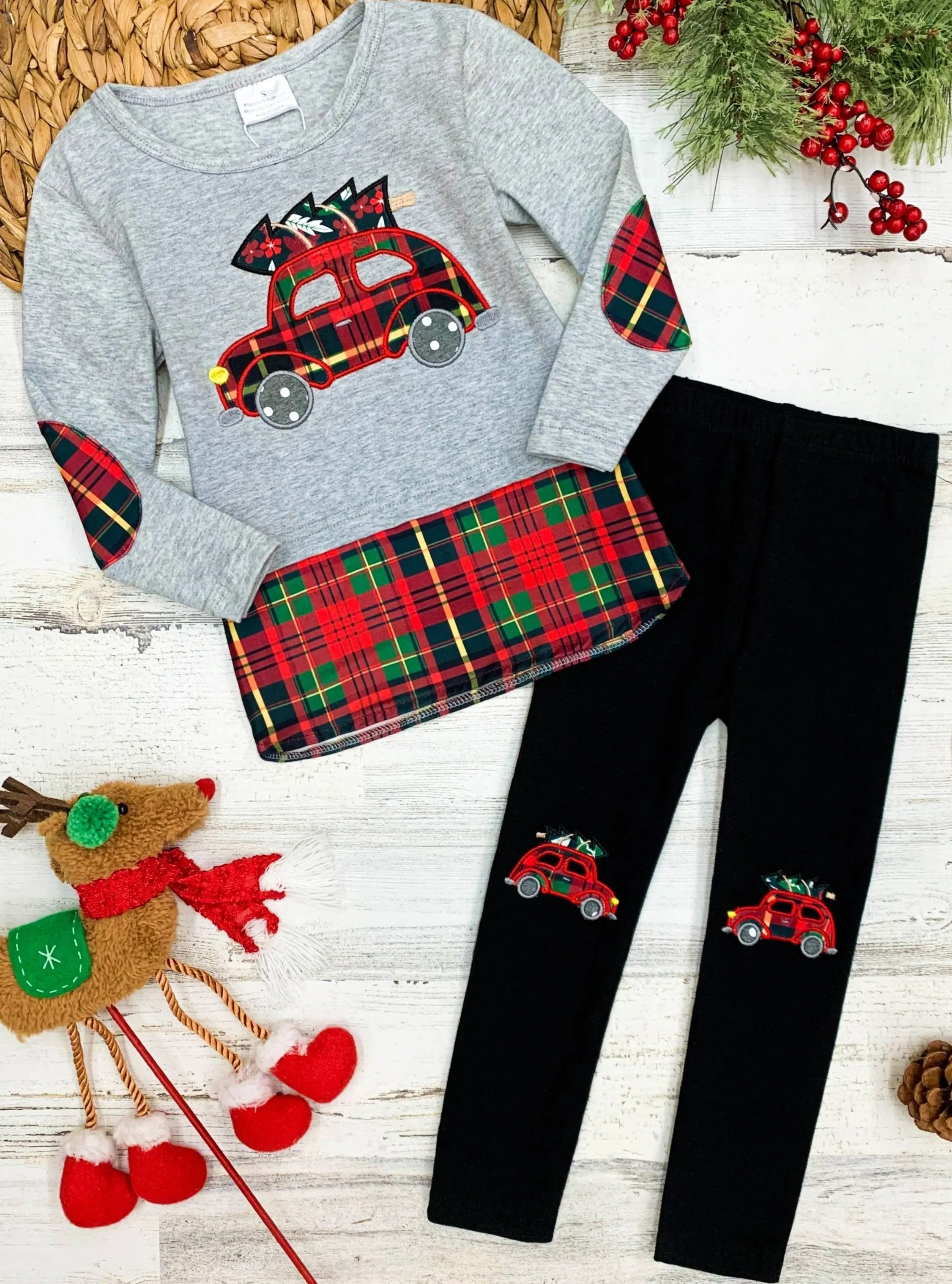 Christmas Haul Plaid Patched Legging Set - Image 3