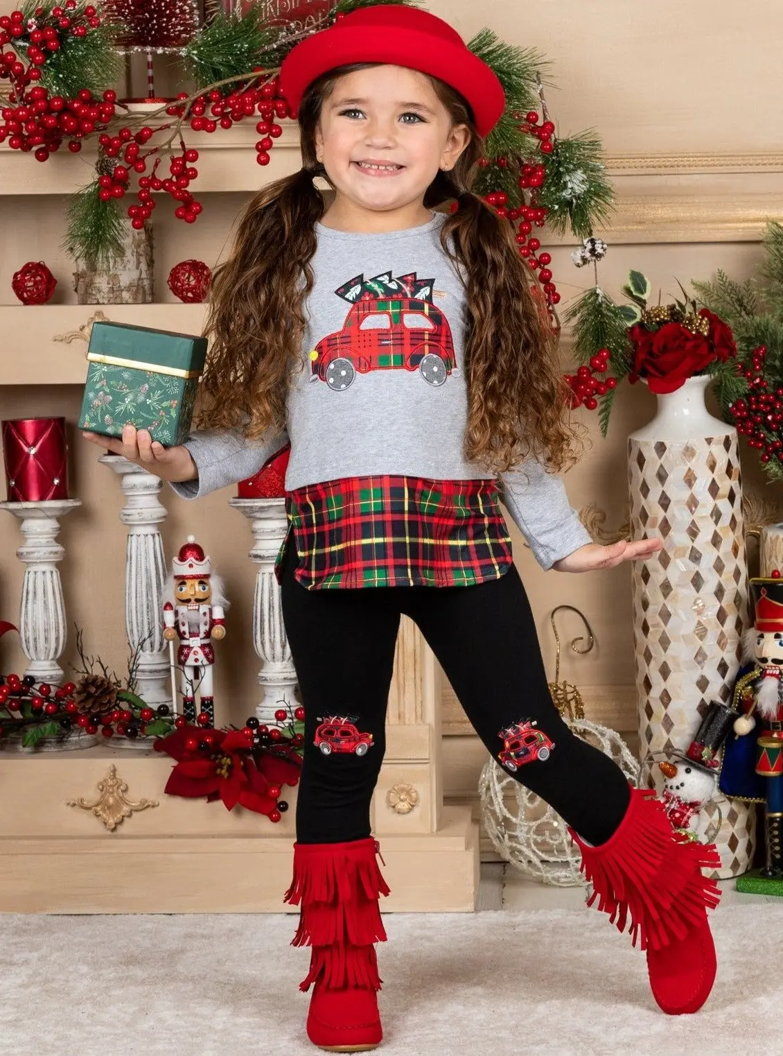 Christmas Haul Plaid Patched Legging Set - Image 4
