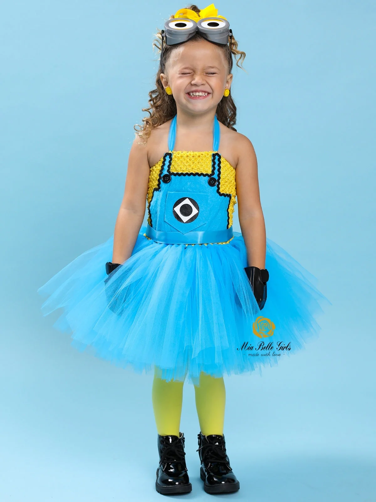 Girls Playful Yellow Minion Tutu Dress Costume - Image 3