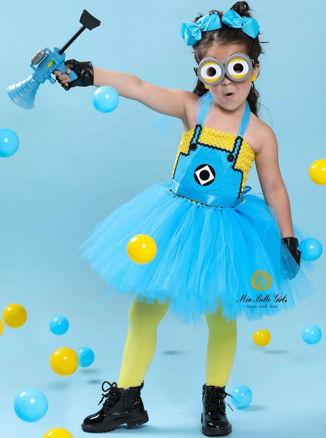 Girls Playful Yellow Minion Tutu Dress Costume - Image 5