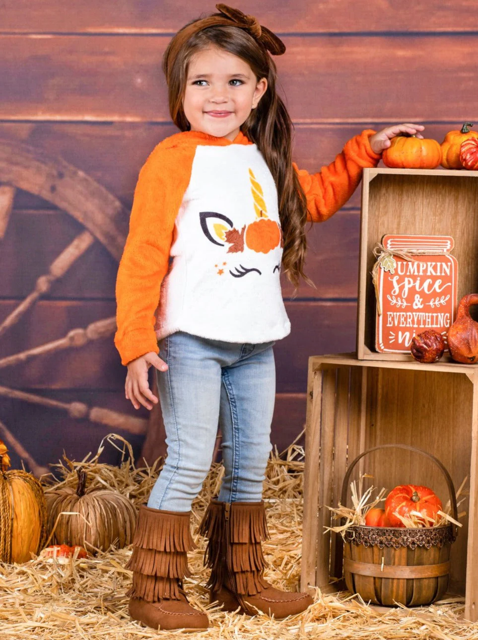 Pumpkin Princess Raglan Sleeve Fleece Hoodie - Image 2