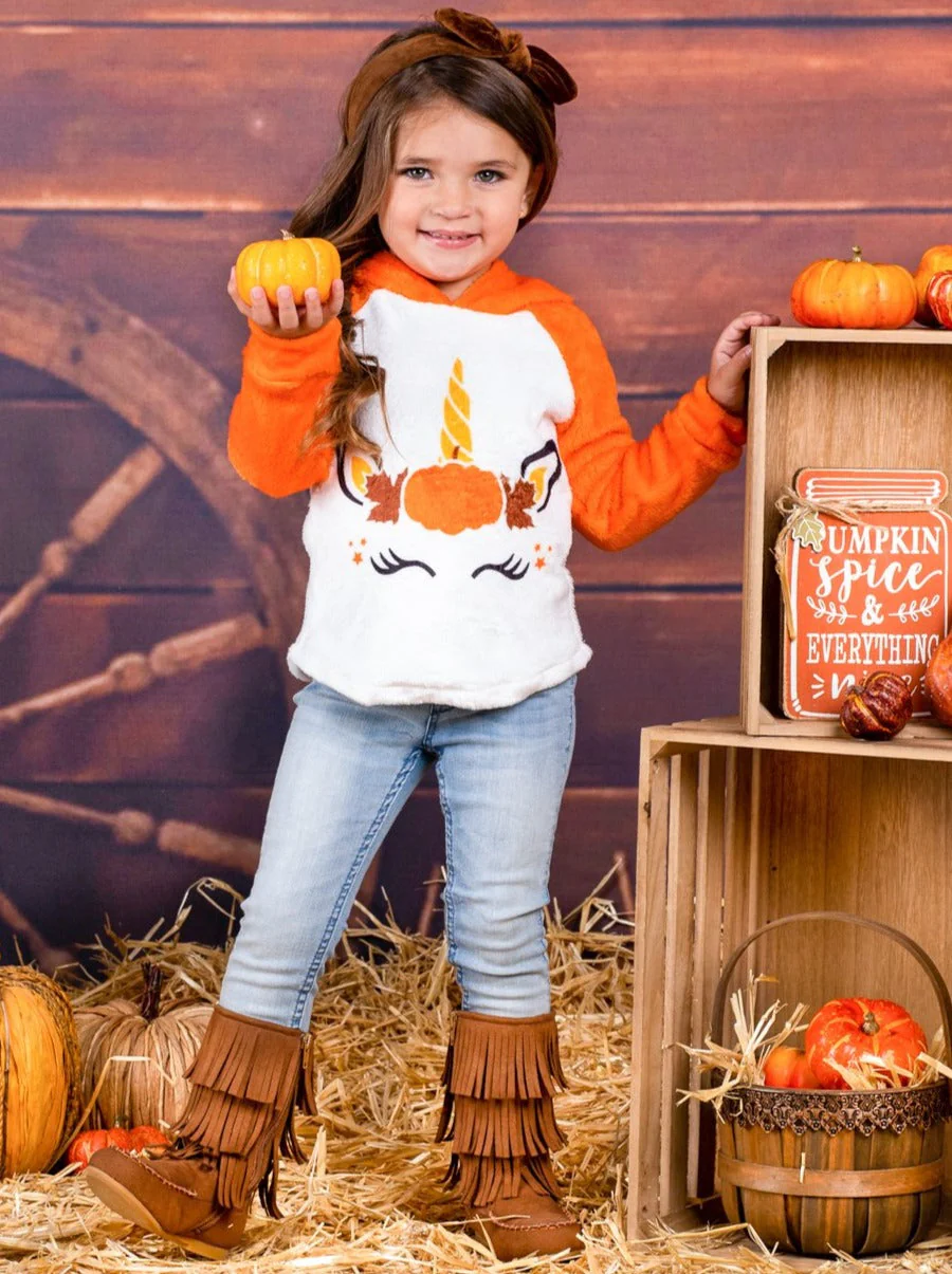 Pumpkin Princess Raglan Sleeve Fleece Hoodie - Image 3