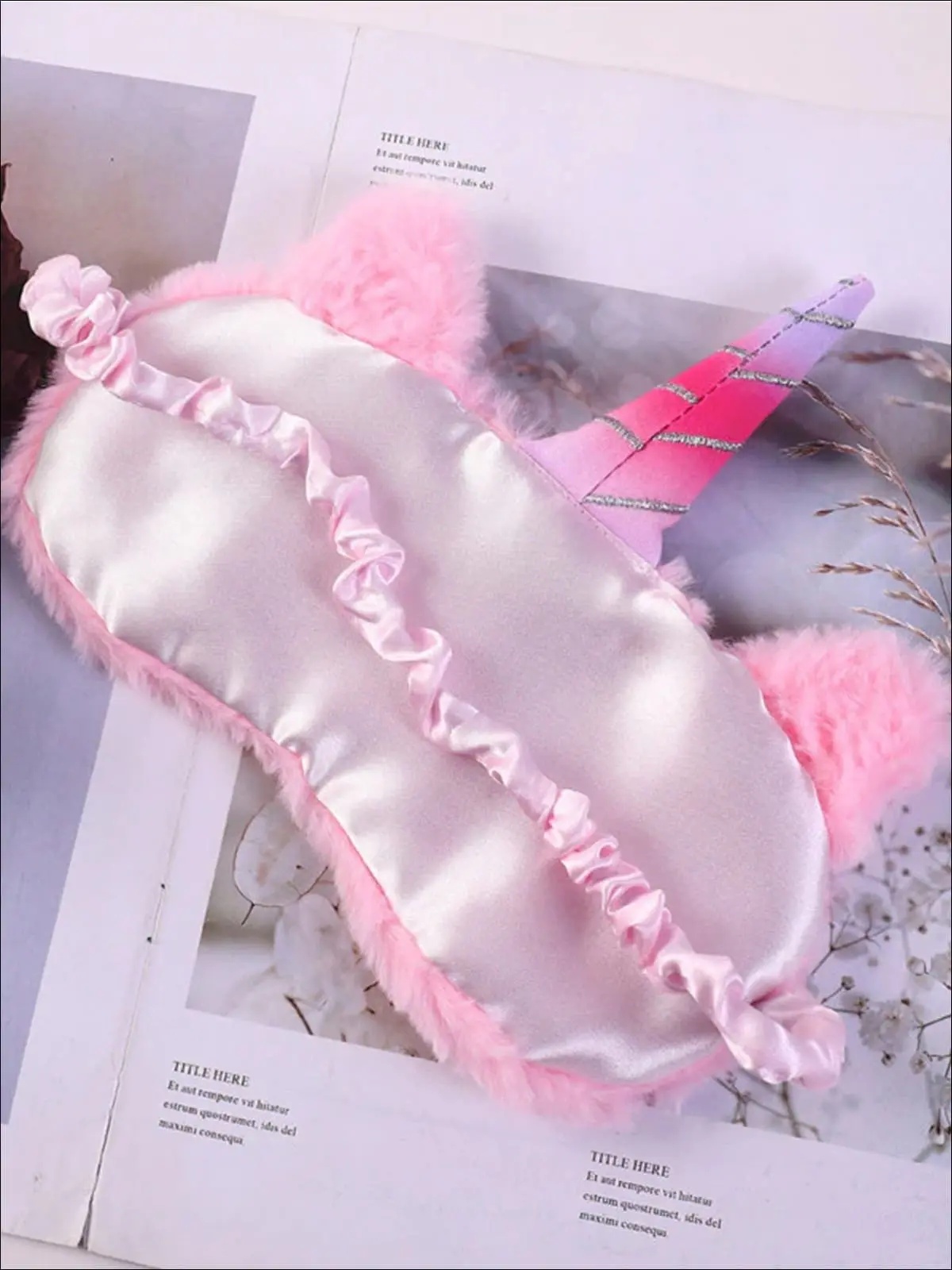Girls Plush Unicorn Lash Eye Mask - Image 5