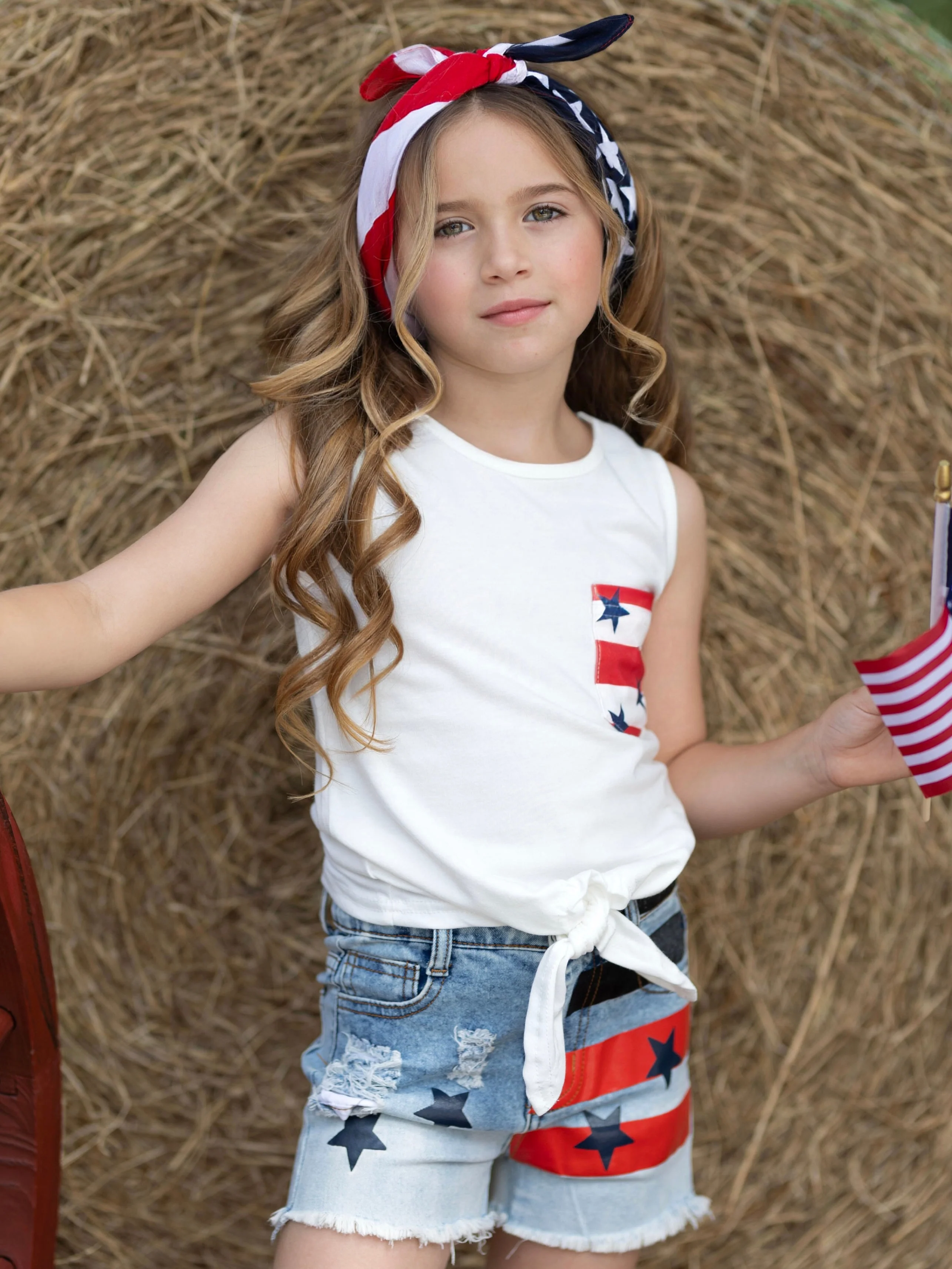 Pockets Full of Freedom Top and Denim Shorts Set - Image 2