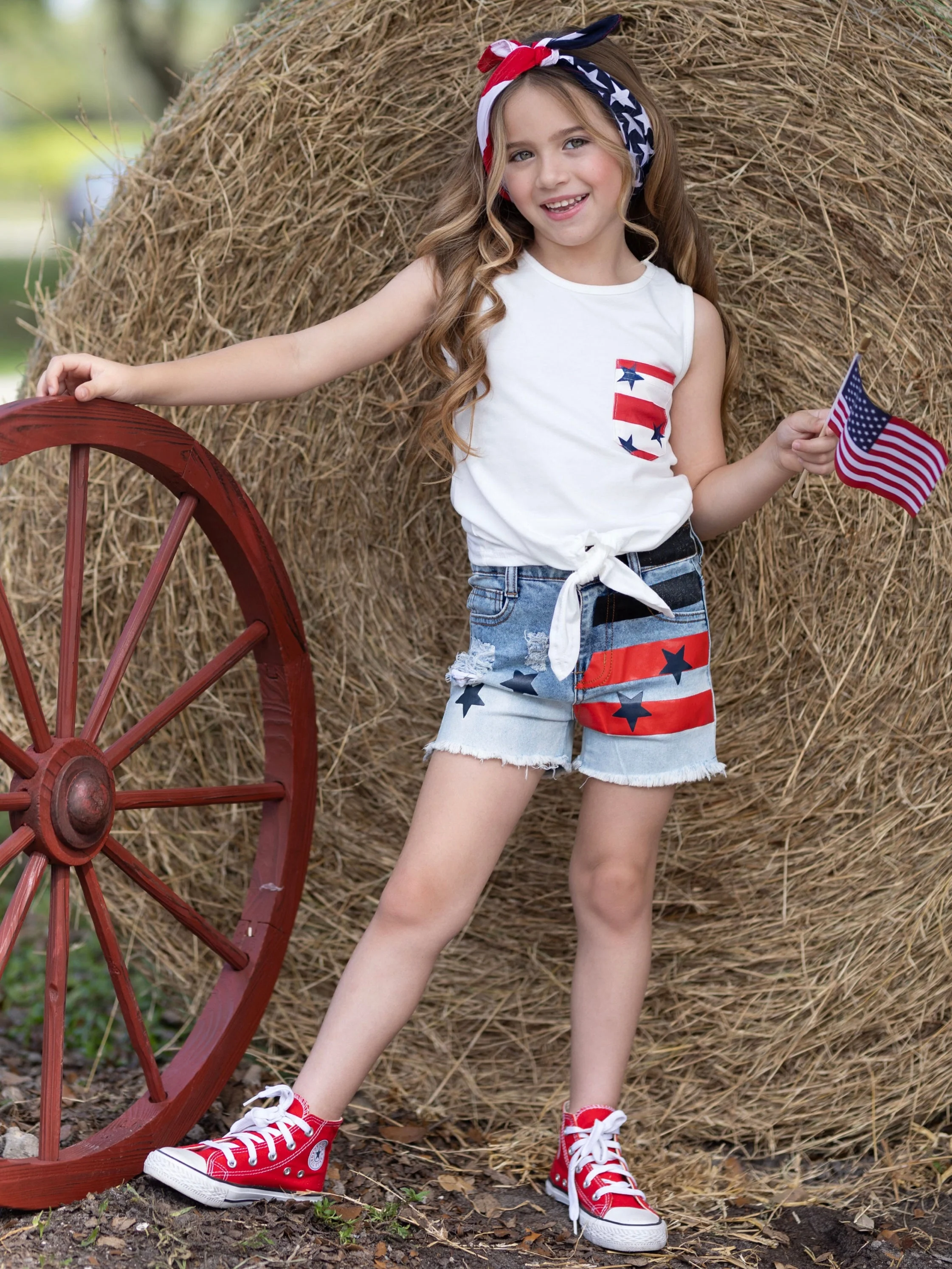 Pockets Full of Freedom Top and Denim Shorts Set - Image 3