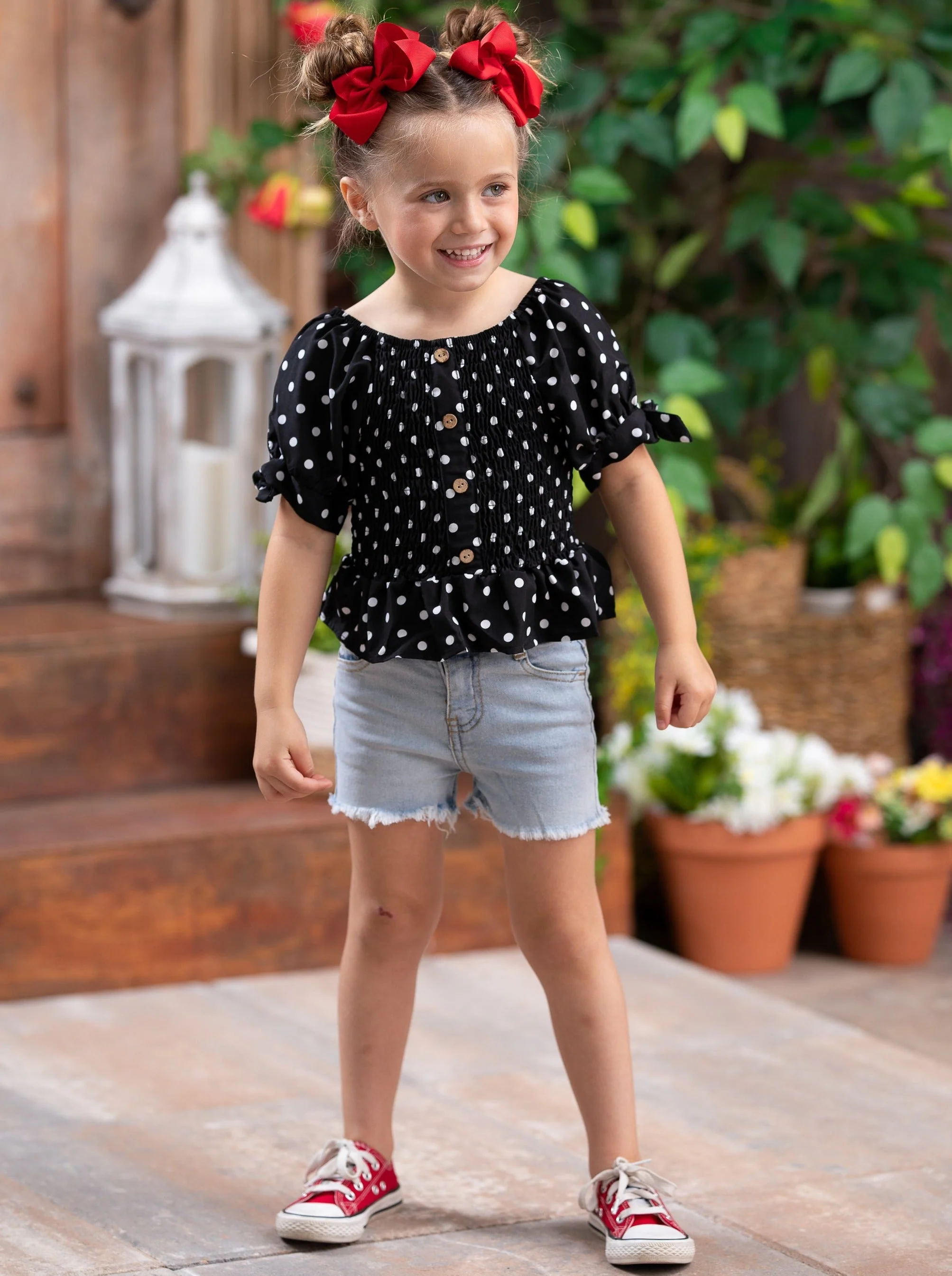 Drop It Like It's Dot Denim Shorts Set - Image 7