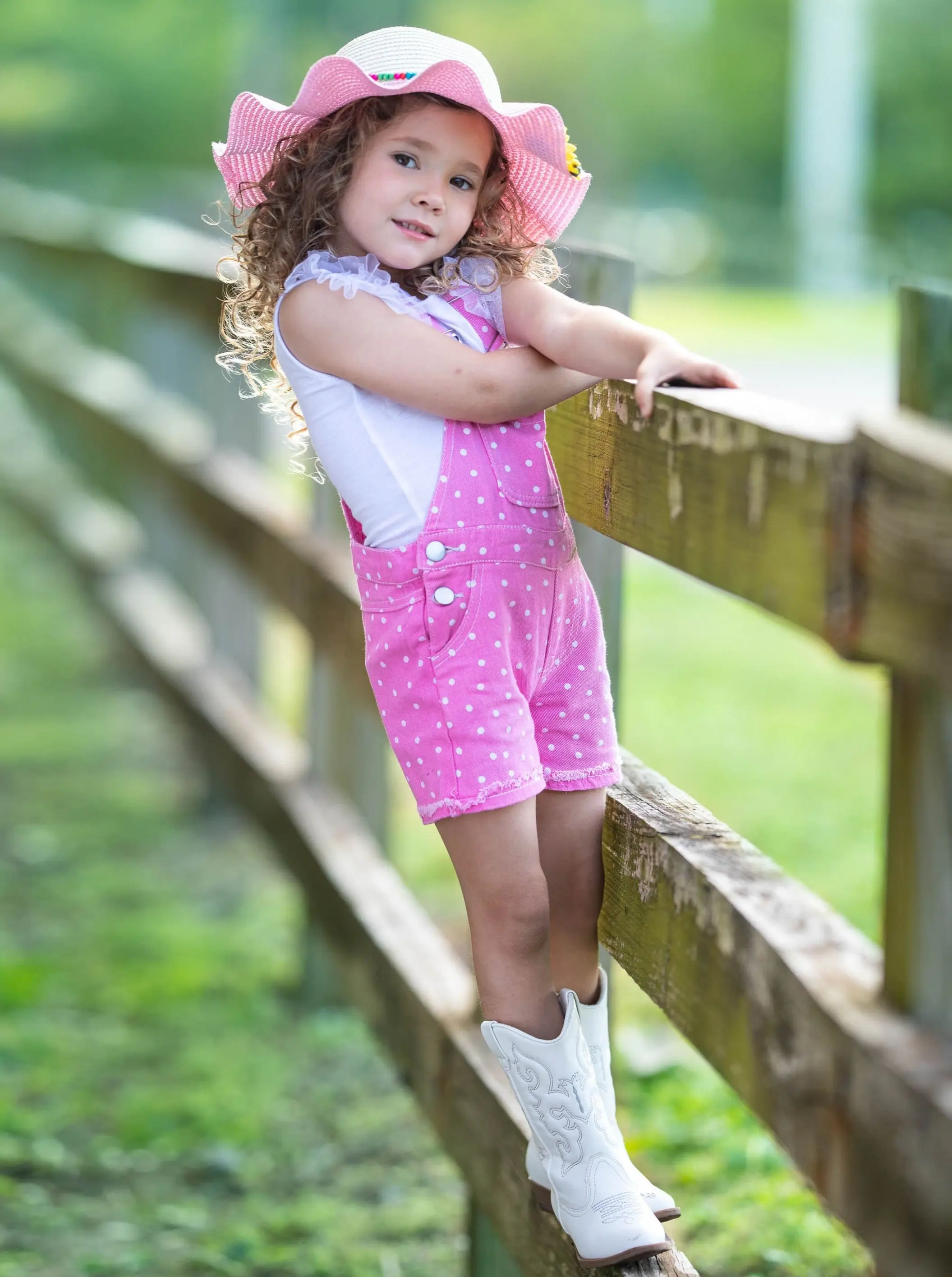 Posh Polka Dot Cuffed Denim Overalls - Image 10