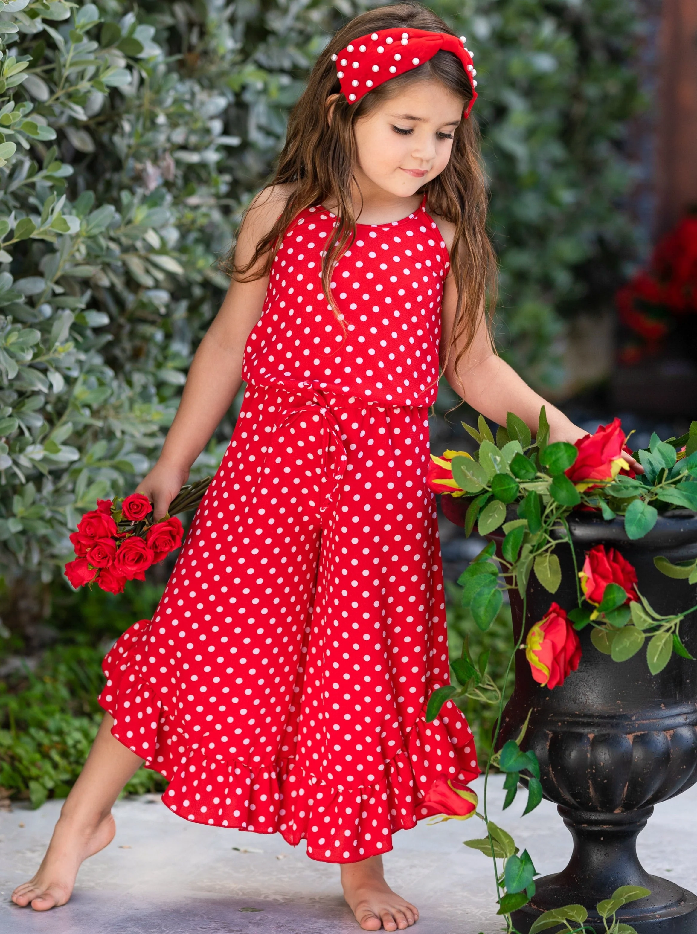 Polka Dot It Ruffle Hem Jumpsuit - Image 2