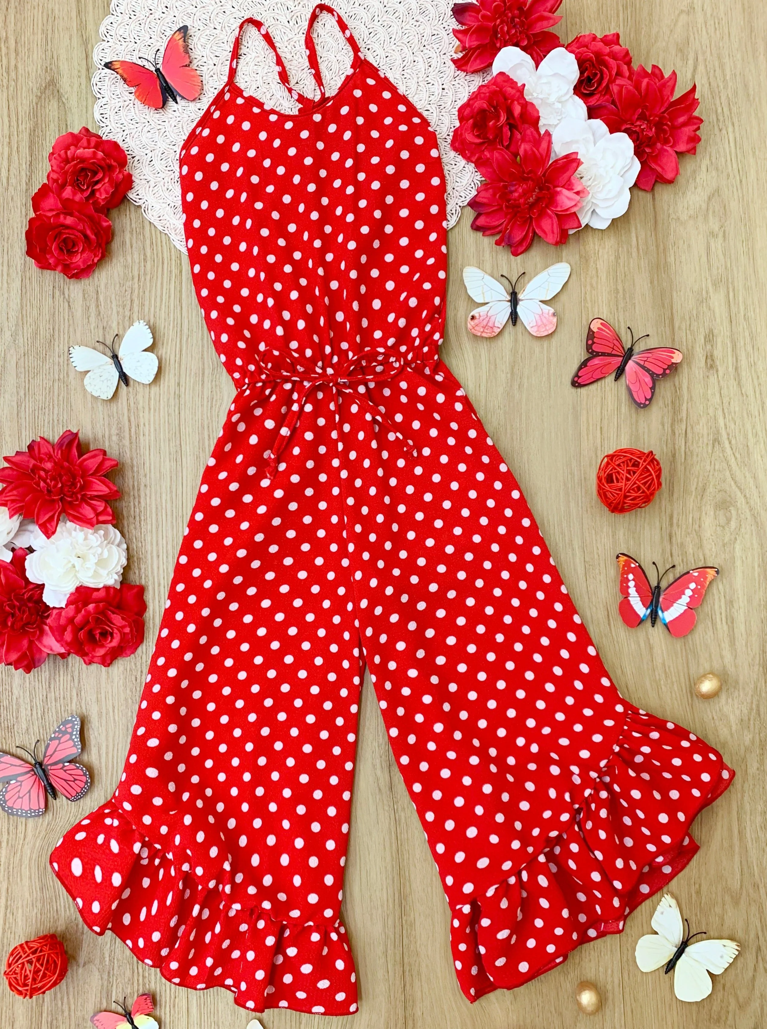 Polka Dot It Ruffle Hem Jumpsuit - Image 3