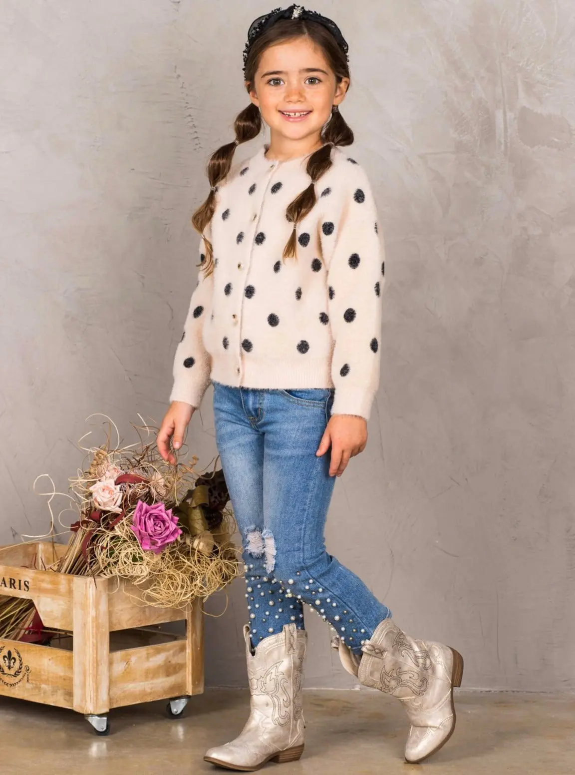 Fuzzy Fashionista Polka Dot Cardigan - Image 3
