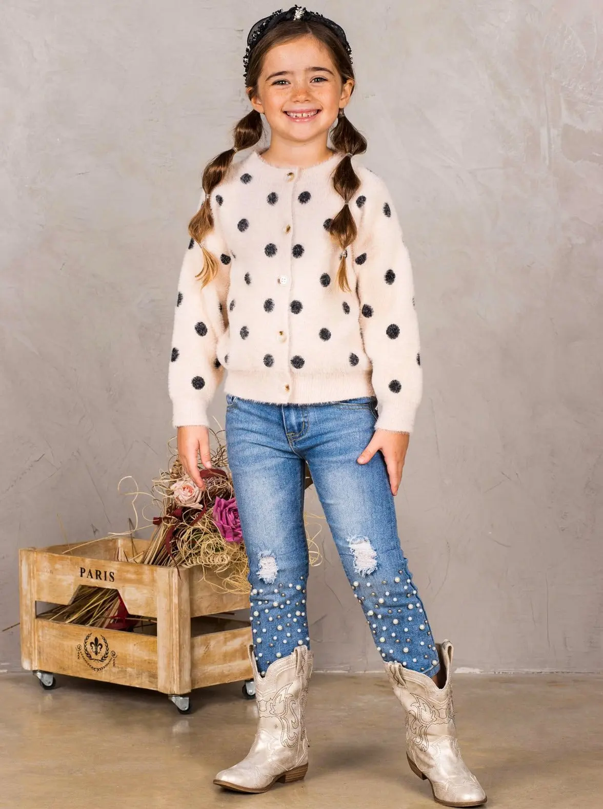 Fuzzy Fashionista Polka Dot Cardigan - Image 4
