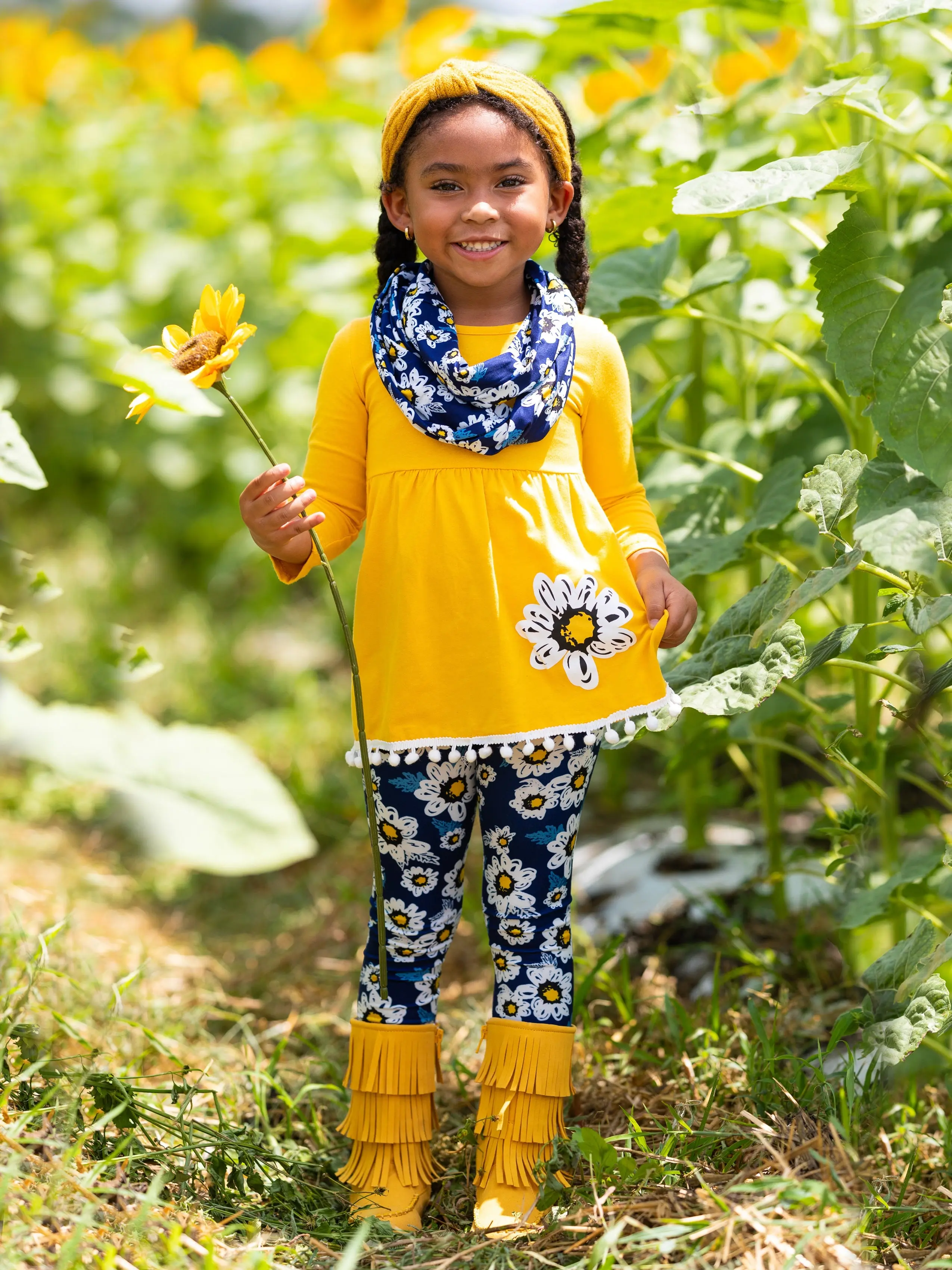 Flower Fancy Tunic, Leggings and Scarf Set - Image 3