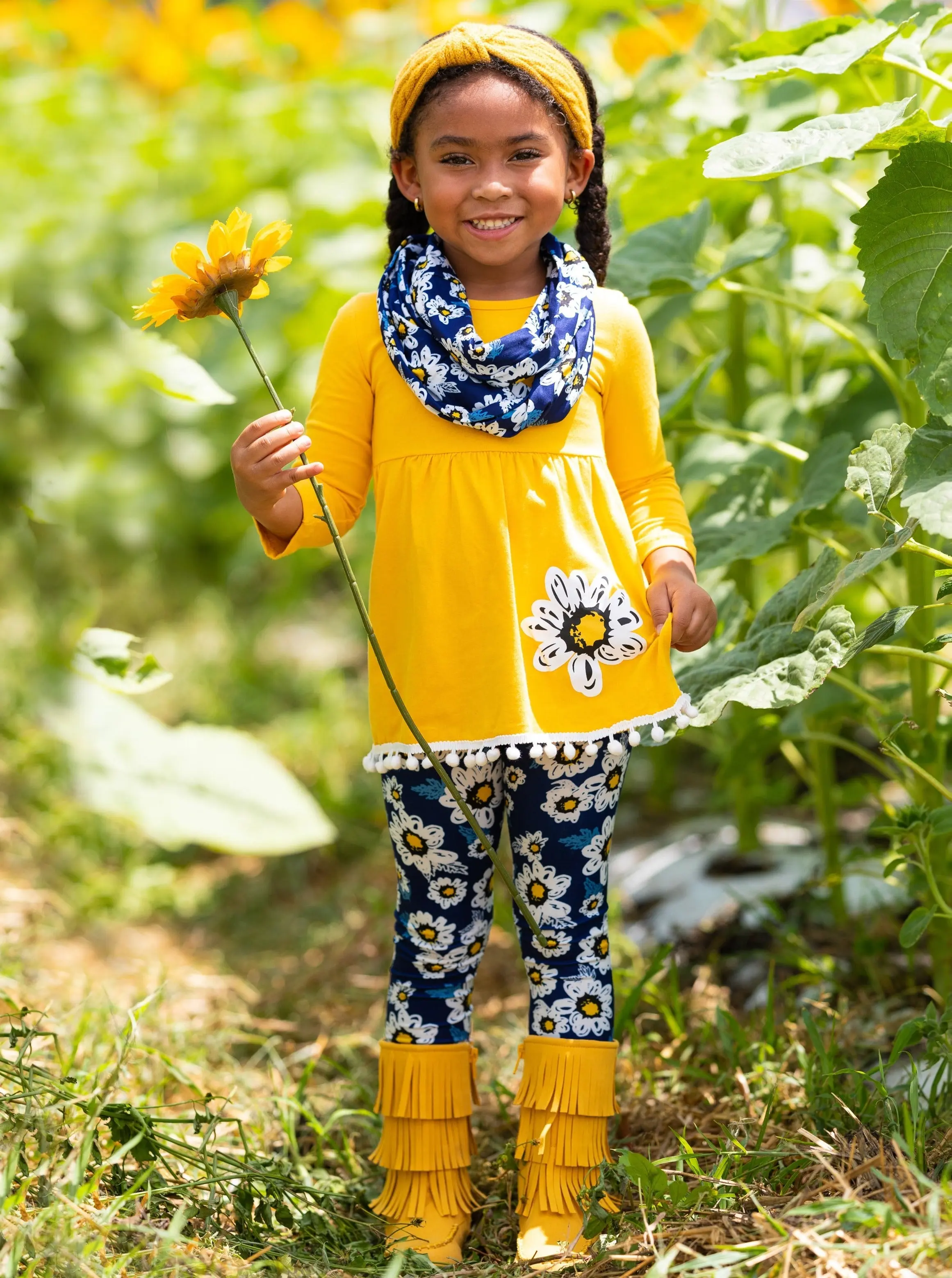 Flower Fancy Tunic, Leggings and Scarf Set - Image 4