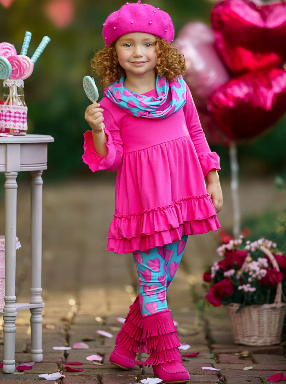 Precious Hearts Tunic, Scarf And Legging Set - Image 4