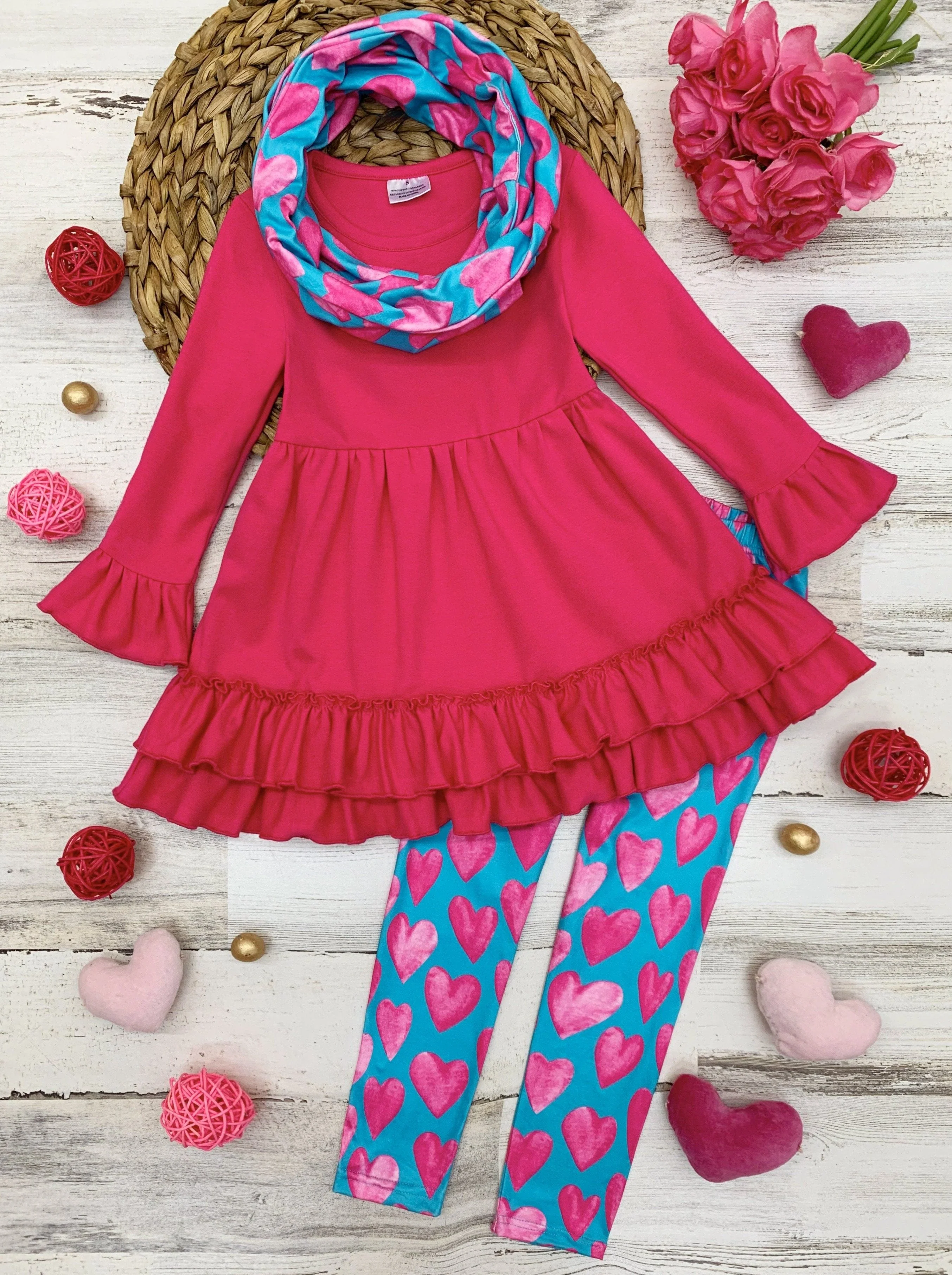 Precious Hearts Tunic, Scarf And Legging Set - Image 5