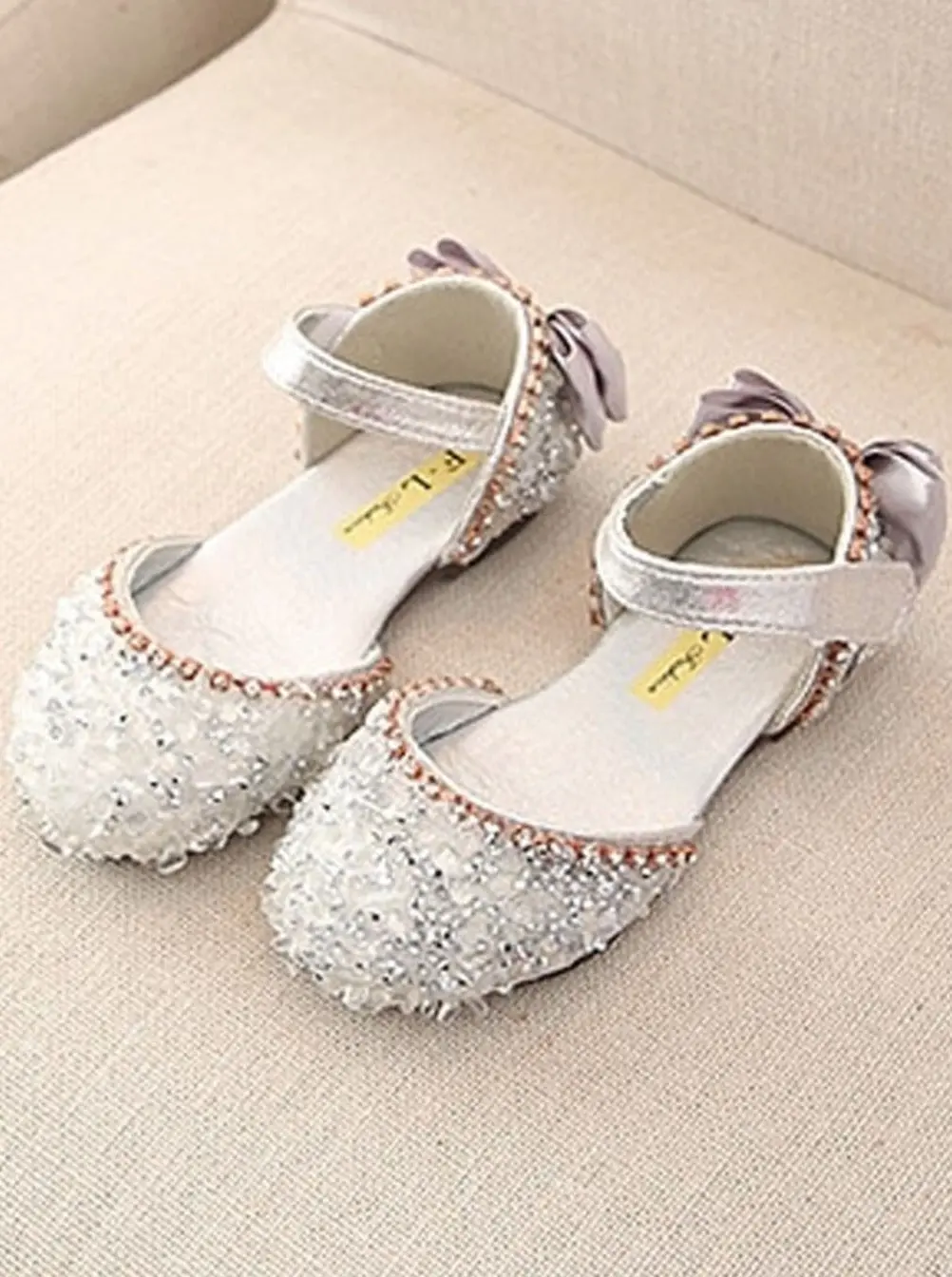 Princess Sequined Bow Back Flats By Liv and Mia - Image 2