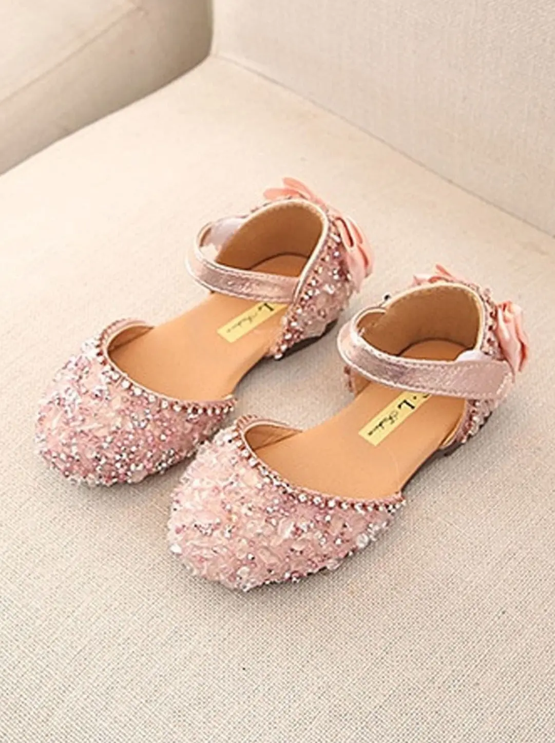 Princess Sequined Bow Back Flats By Liv and Mia - Image 4