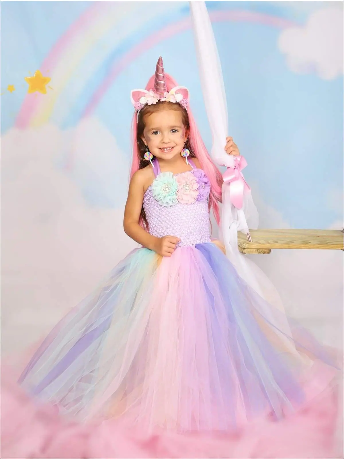 Girls Unicorn Princess Tutu Costume Dress - Image 2