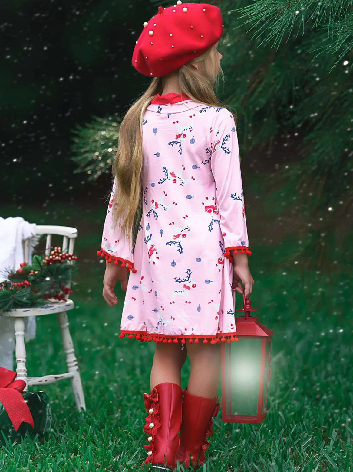 Rudolph Ready Turtleneck Pom Pom Hem Dress - Image 5