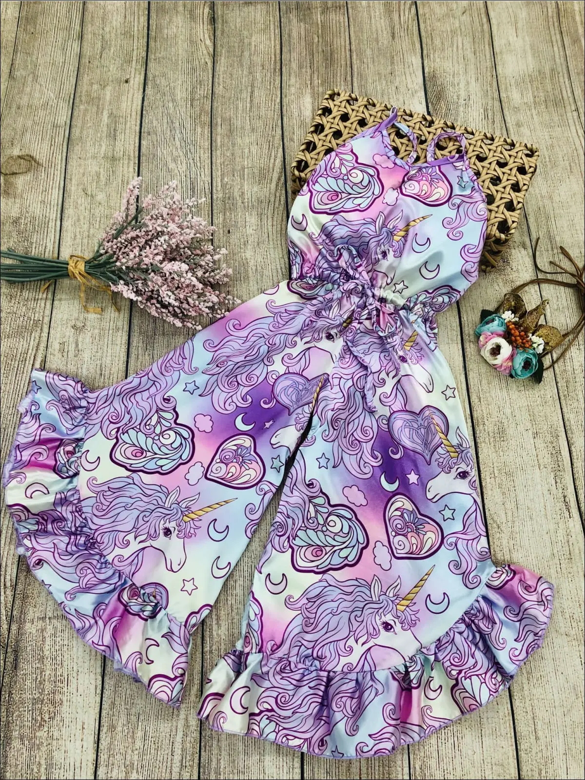 Spring Beauty Drawstring Ruffled Palazzo Jumpsuit - Image 3
