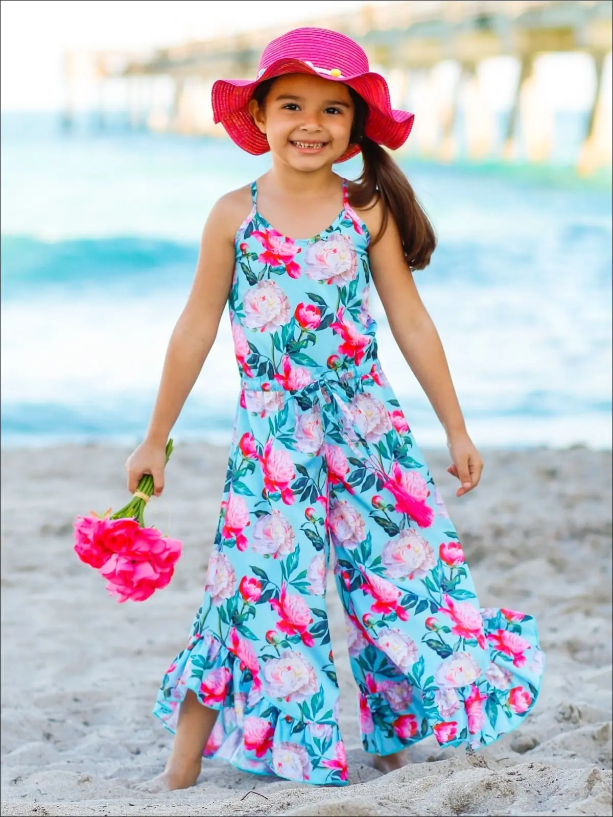 Spring Beauty Drawstring Ruffled Palazzo Jumpsuit - Image 9