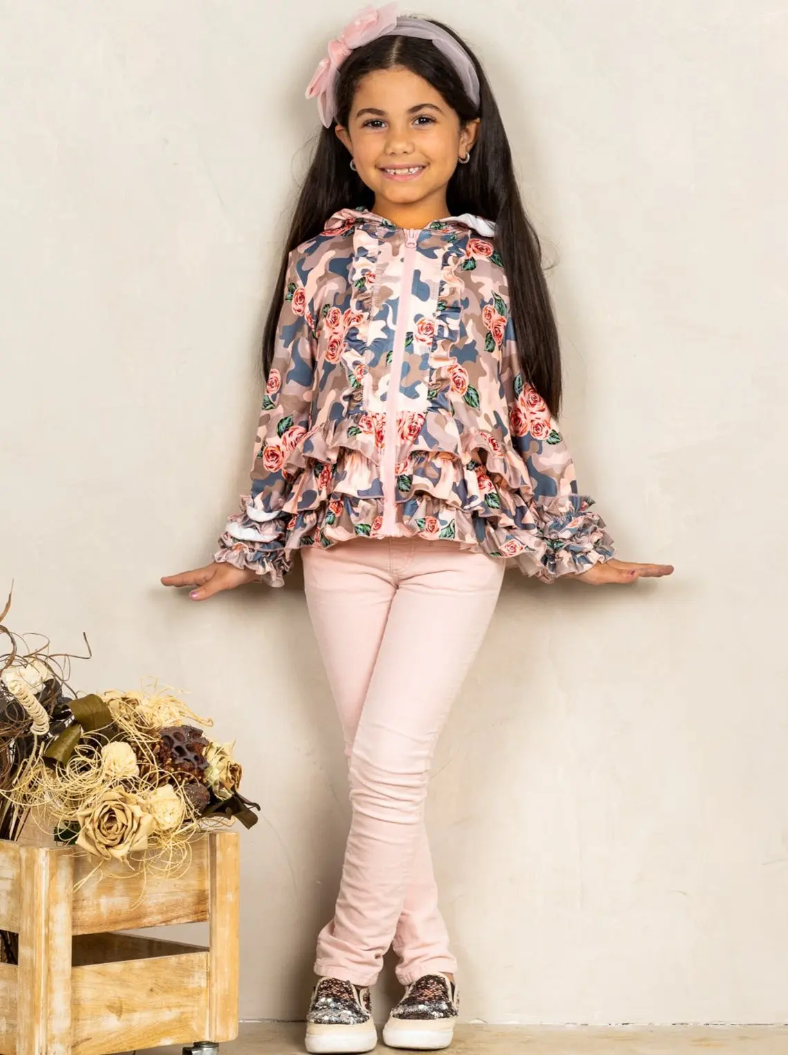Classy Camo Ruffled Hoodie Jacket - Image 4