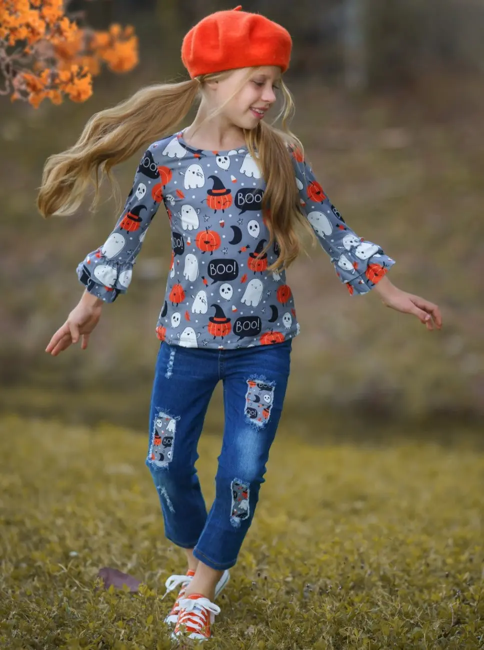 Hey Boo Top and Patched Jeans Set - Image 4