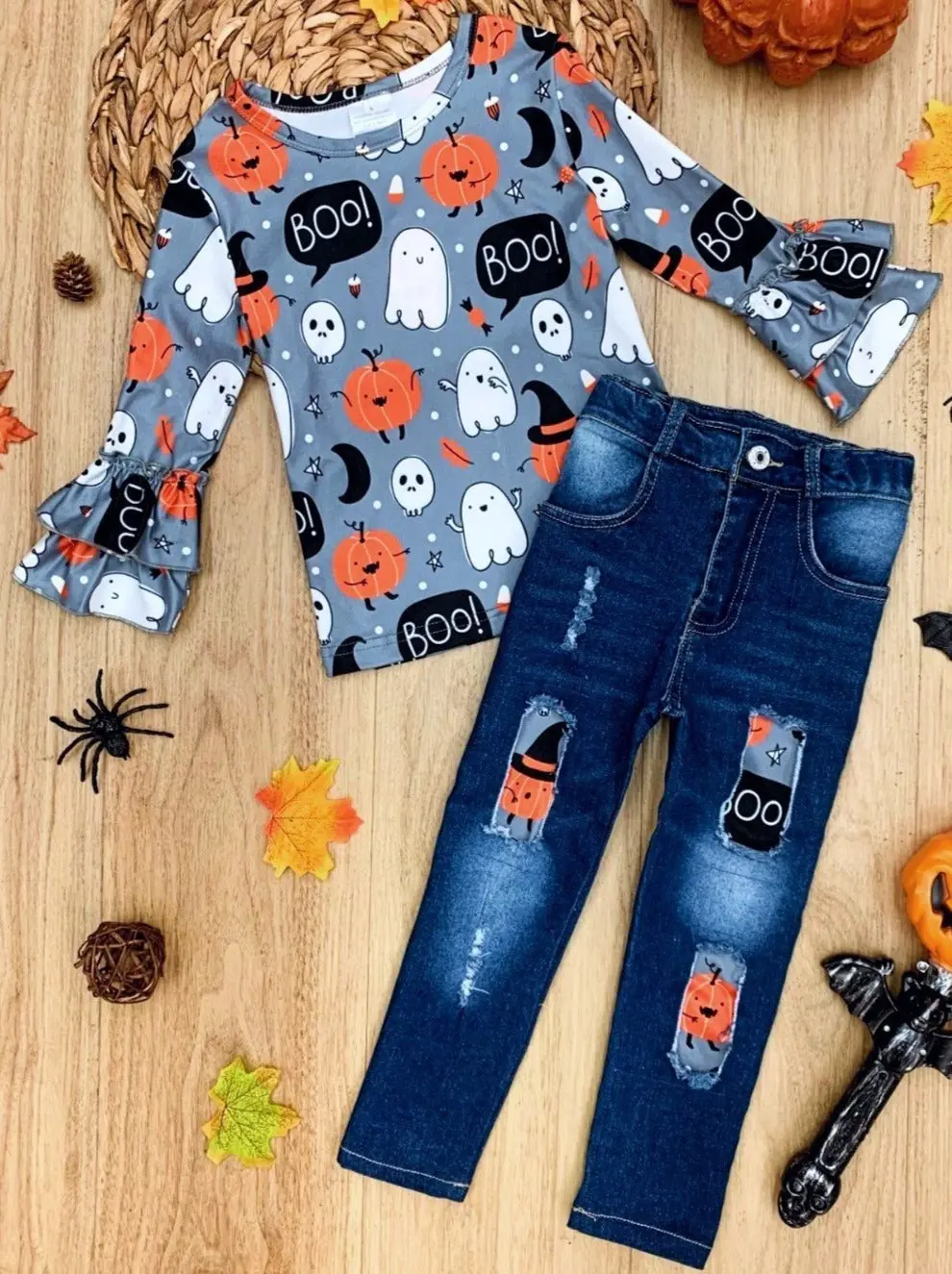 Hey Boo Top and Patched Jeans Set - Image 5