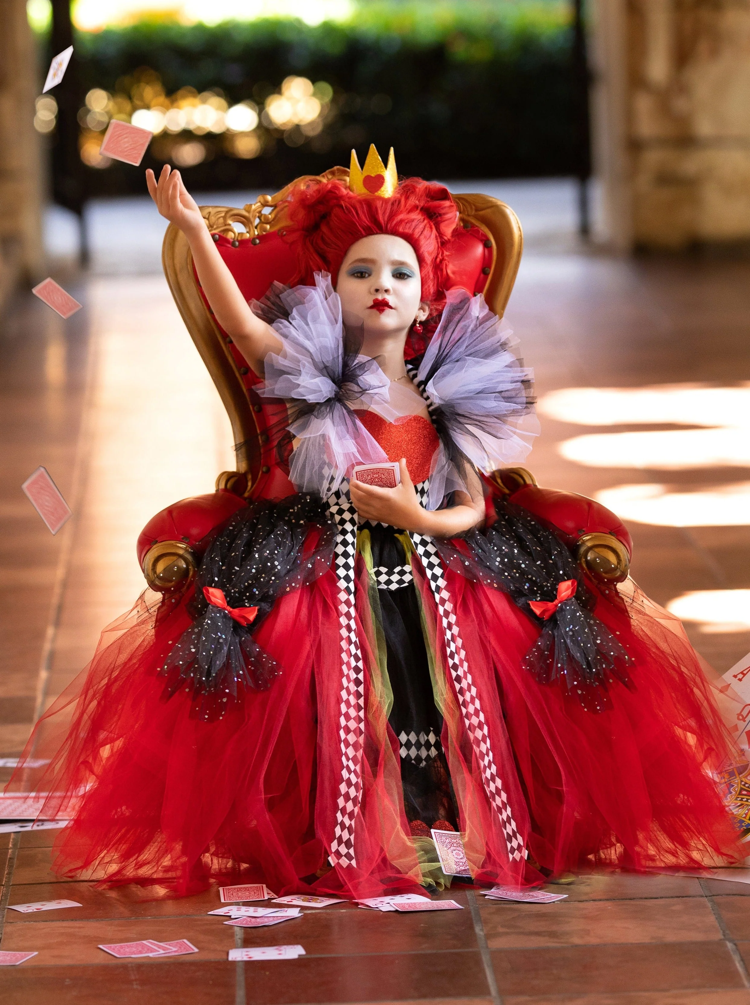 Girls Queen of Hearts Tutu Costume Gown with Crown - Image 5