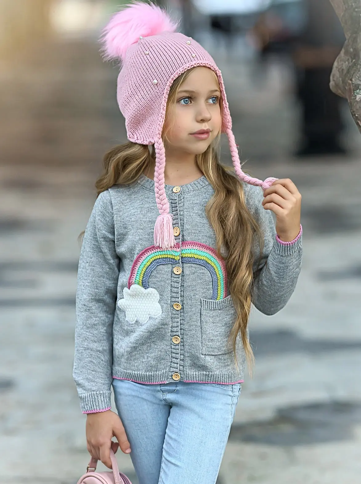 Rainbow Cloud Pocket Sweater Cardigan - Image 2