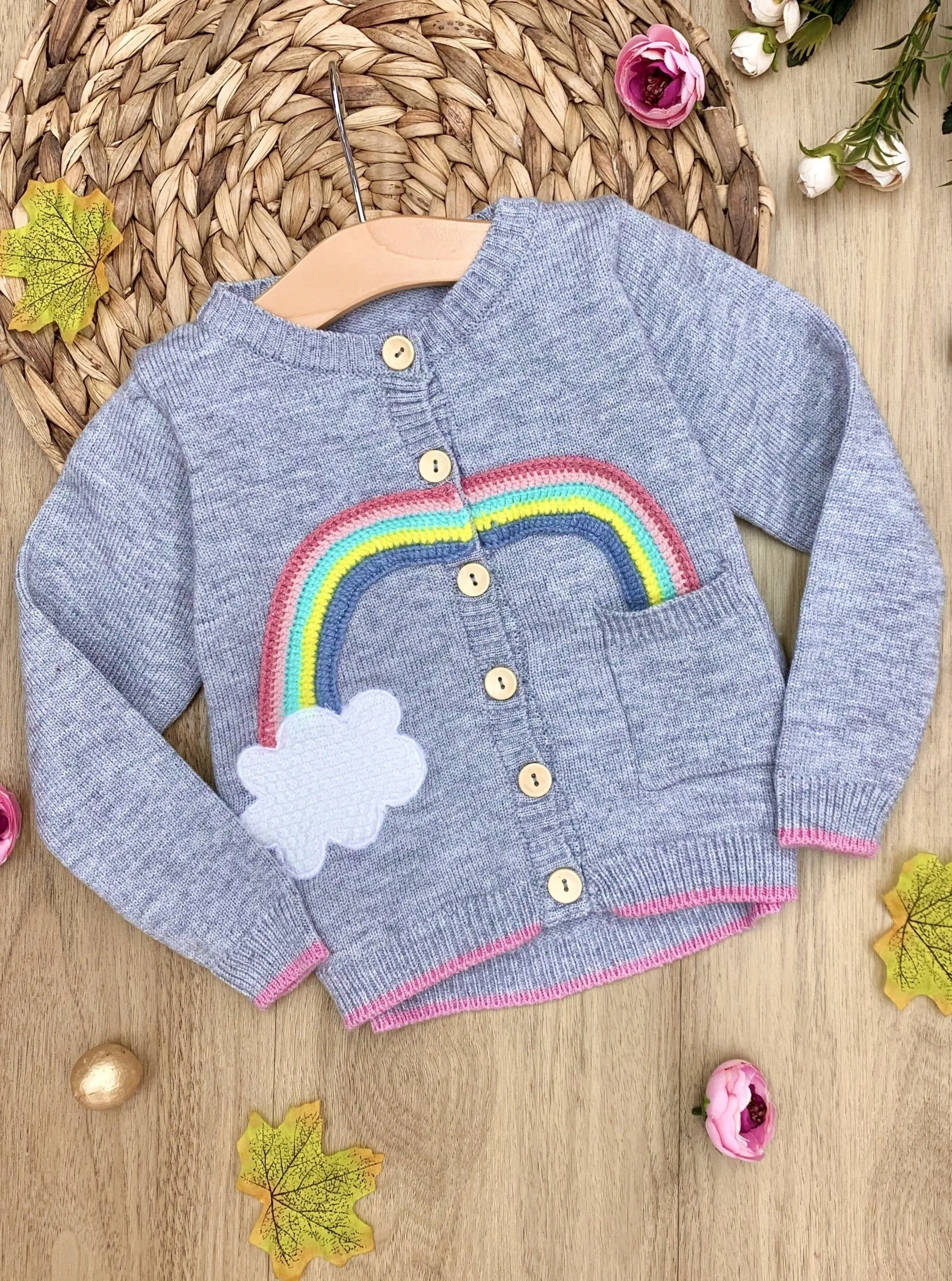 Rainbow Cloud Pocket Sweater Cardigan - Image 3