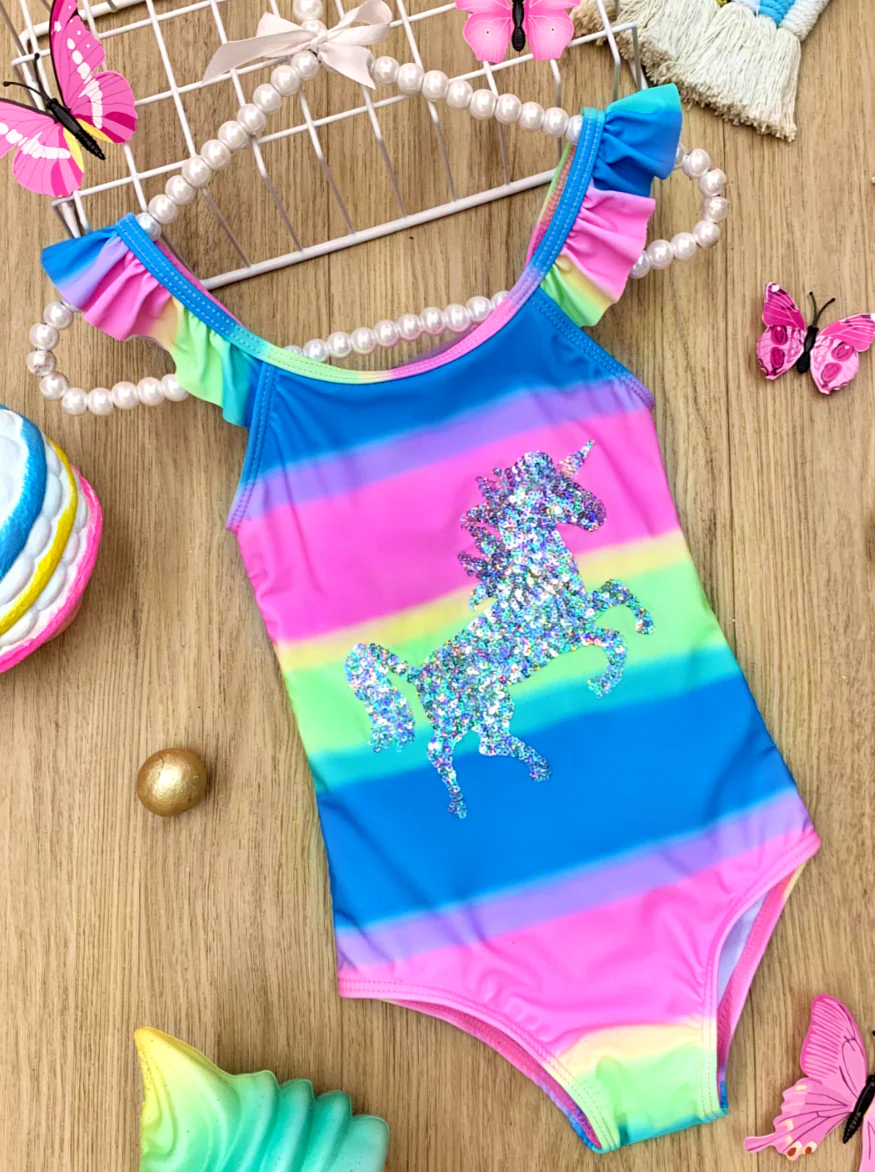 Rainbow Riding Unicorn One Piece Swimsuit - Image 3