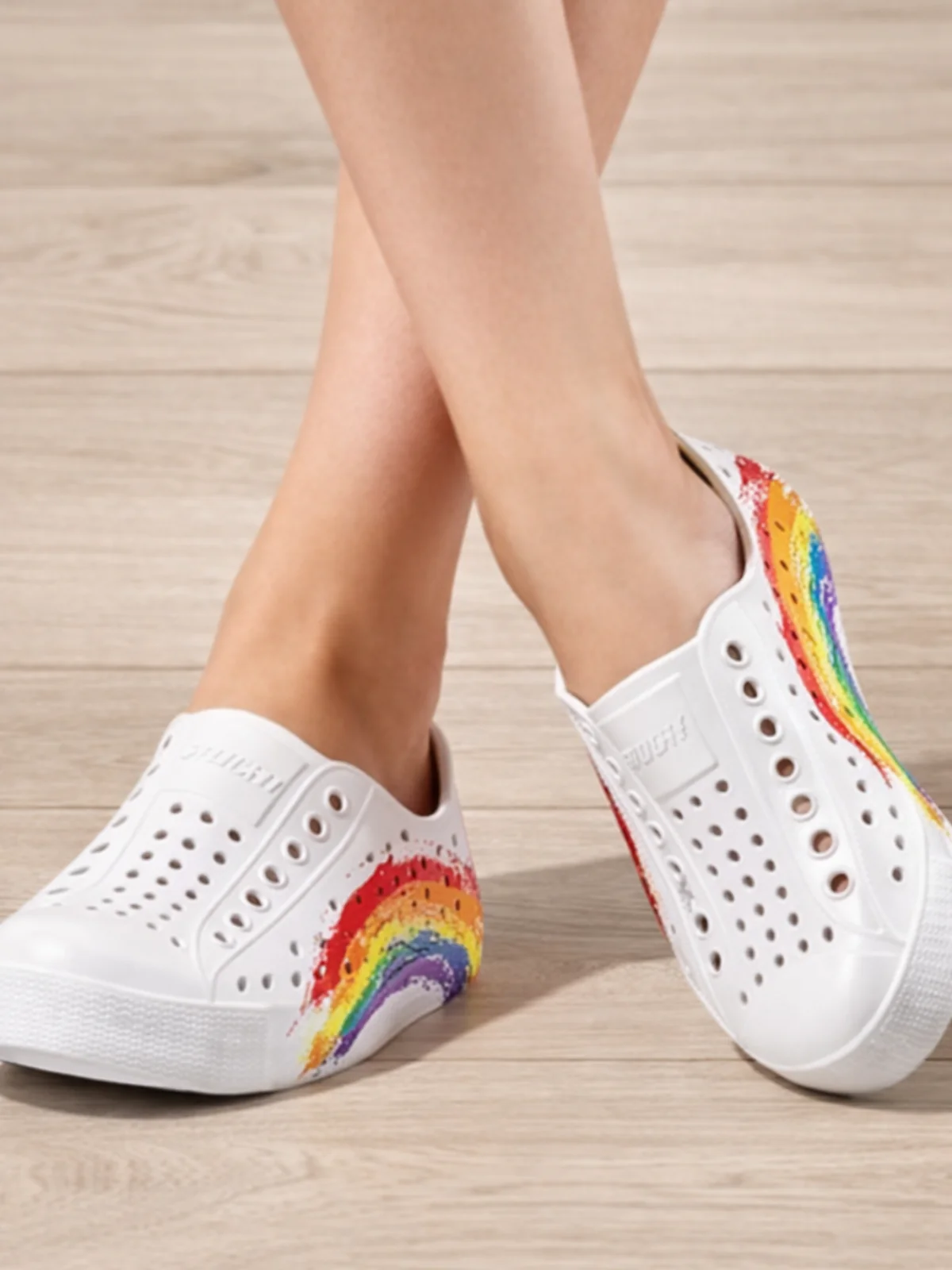 Girls Rainbow Splash Slip-On Shoes By Liv and Mia - Image 4