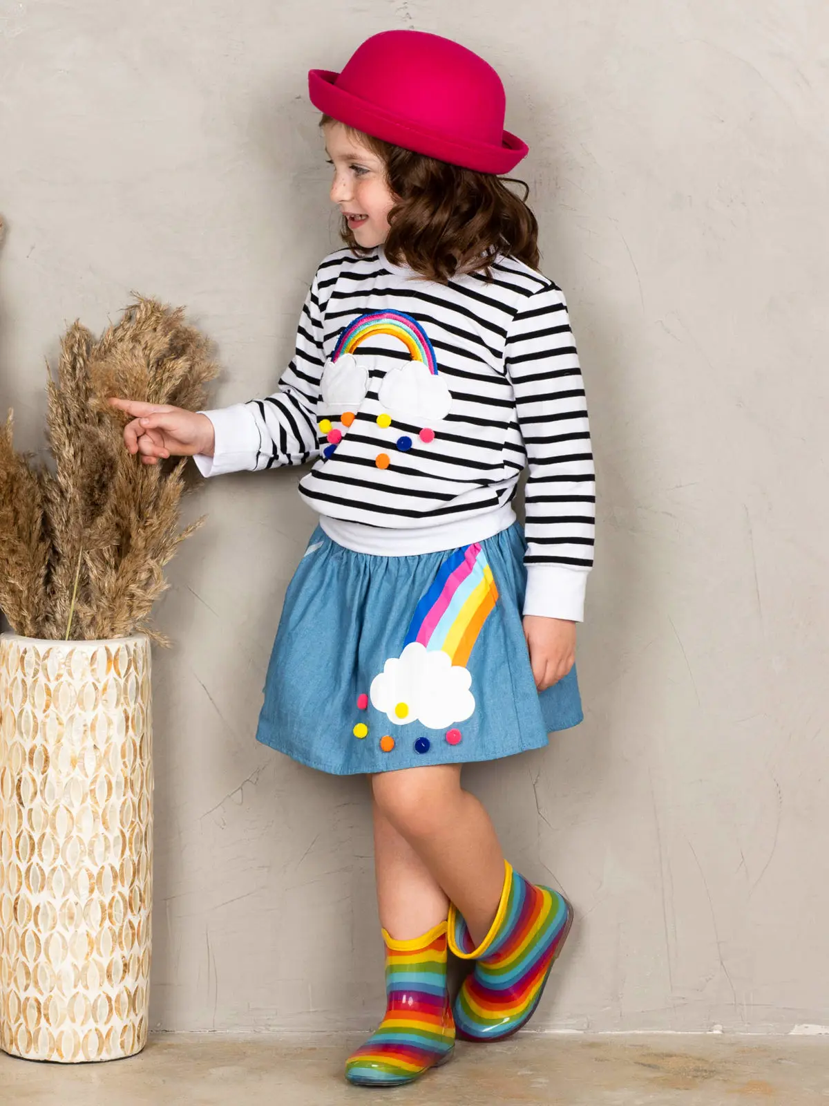 Girls Rainbow Sweatshirt and Rainbow Unicorn Skirt Set - Image 4