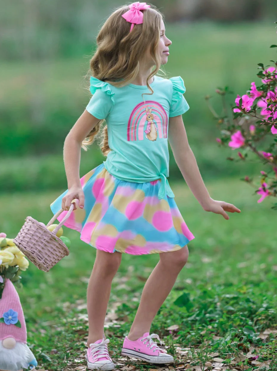 Posh Rainbow Bunny Easter Skirt Set - Image 4