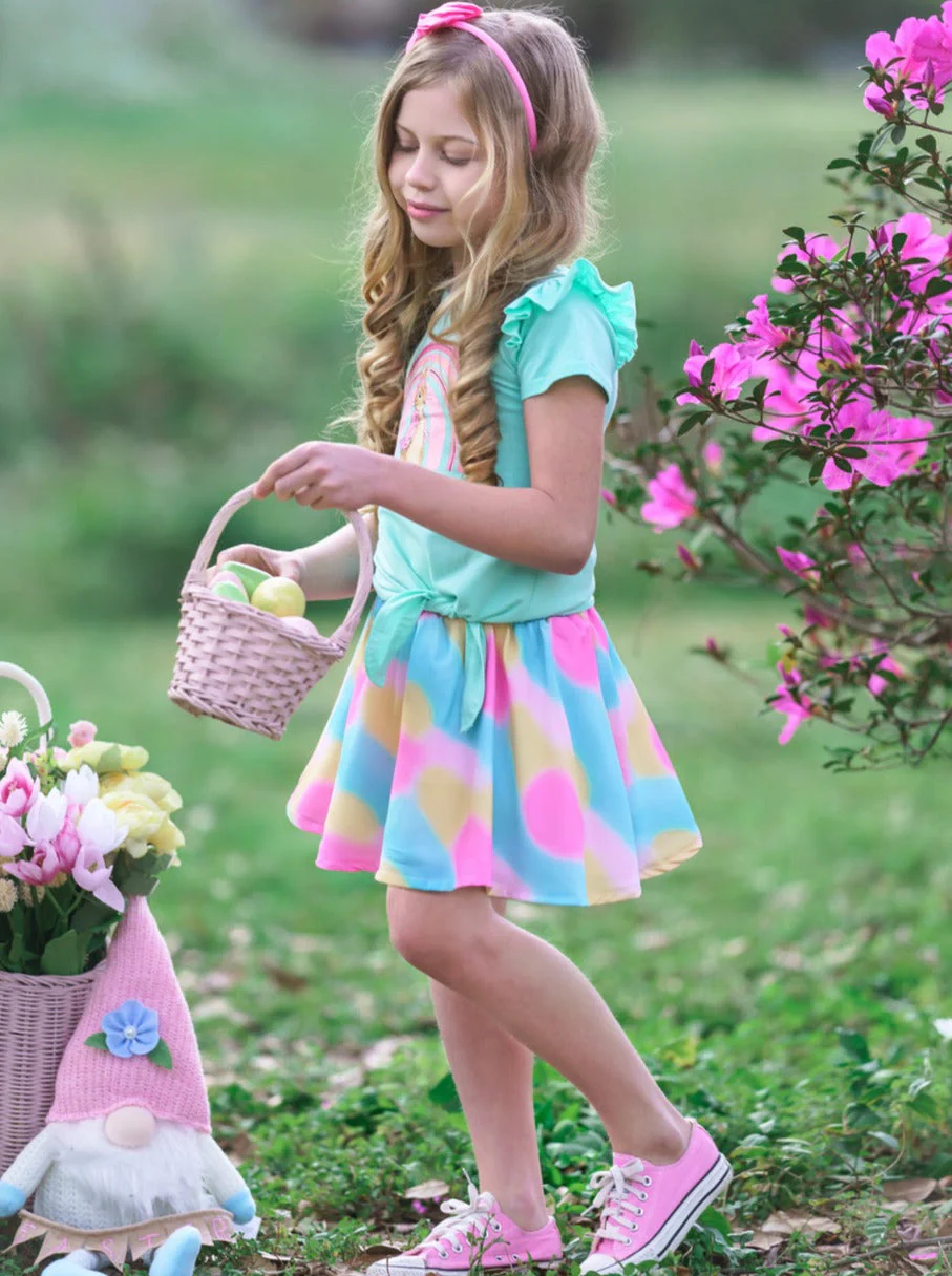 Posh Rainbow Bunny Easter Skirt Set - Image 5