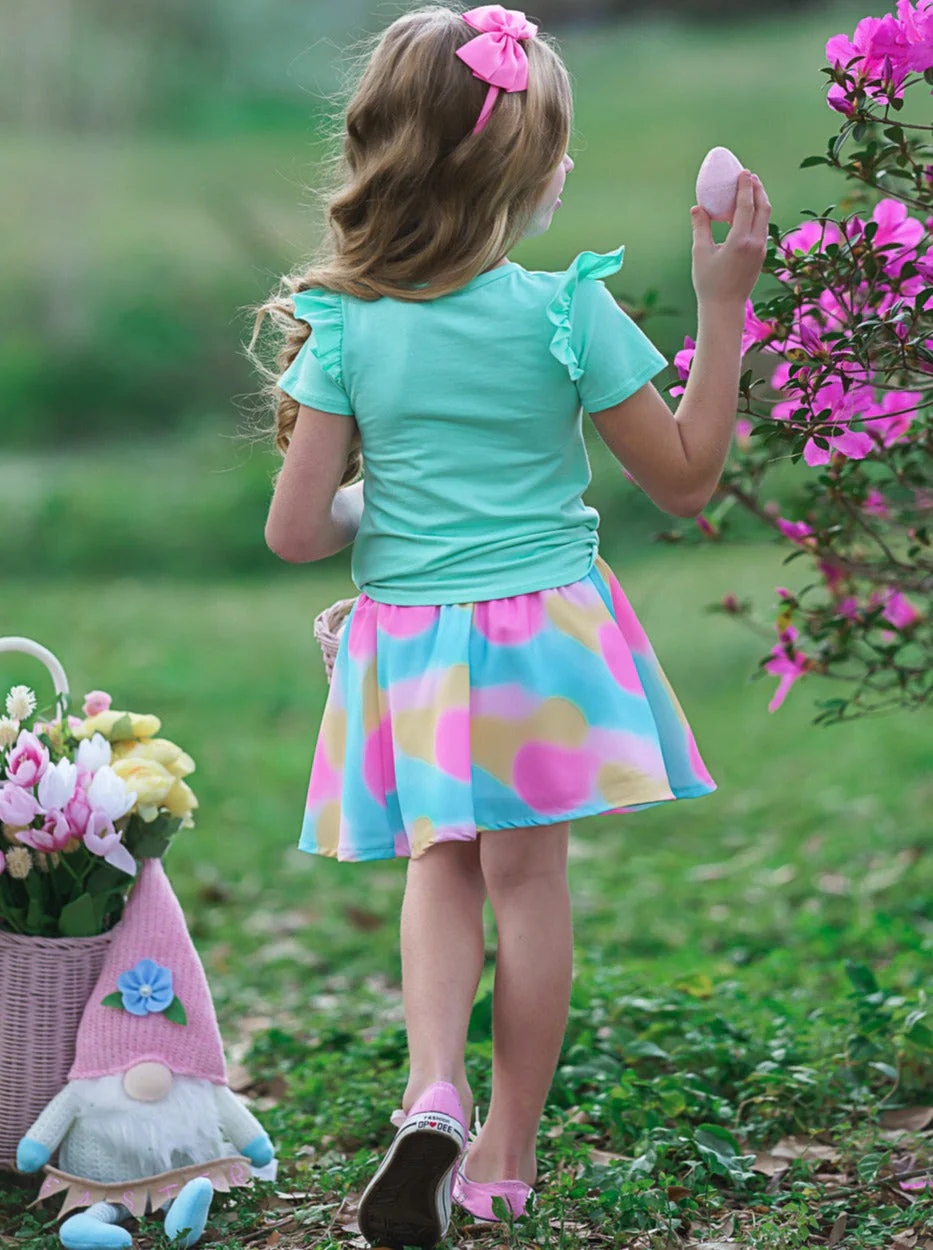 Posh Rainbow Bunny Easter Skirt Set - Image 6