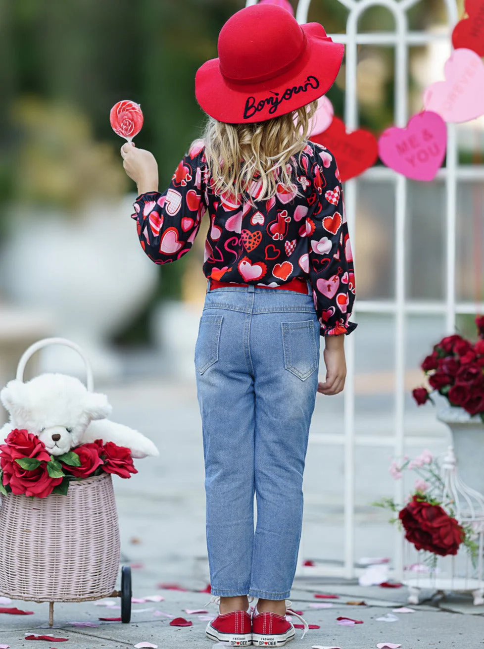 Love Power Distressed Patched Jeans Set - Image 8
