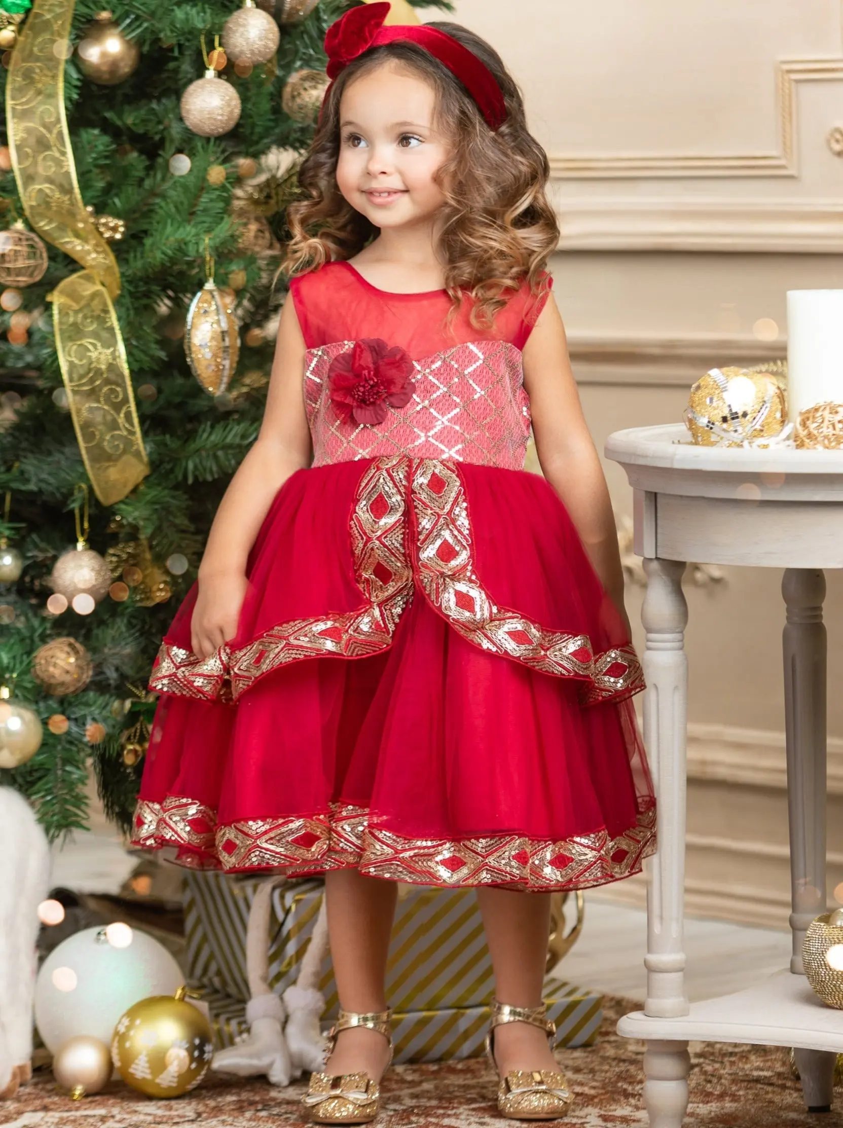 Made To Sparkle Embroidered Tulle Holiday Dress - Image 4