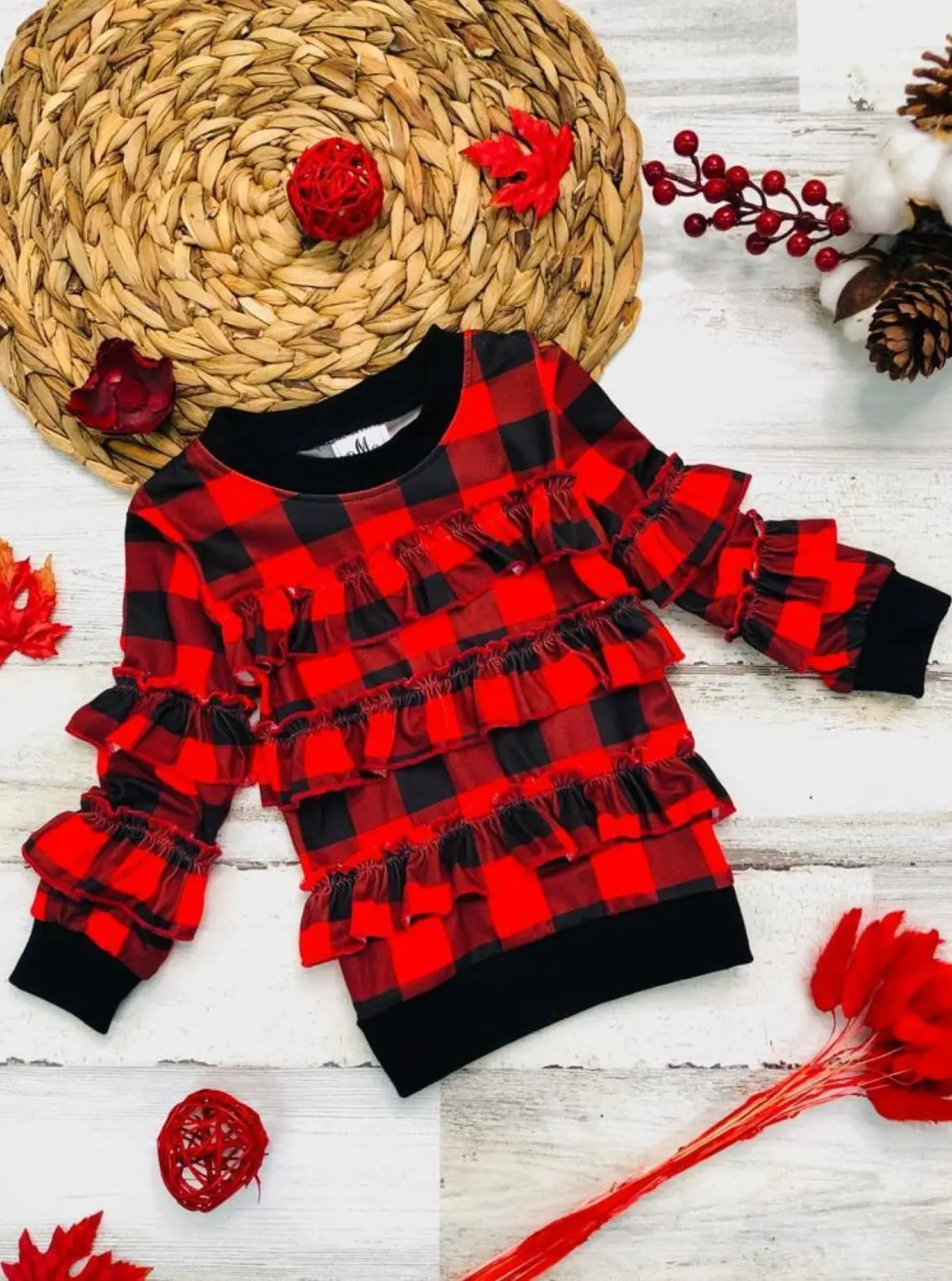 Girls Cuffed Ruffled Sweater - Image 2