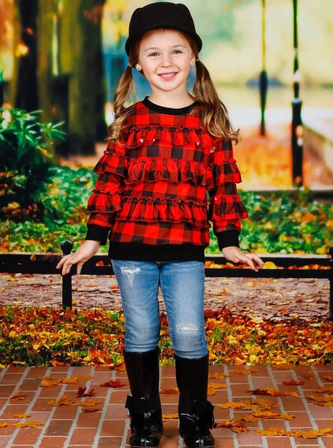 Girls Cuffed Ruffled Sweater - Image 3