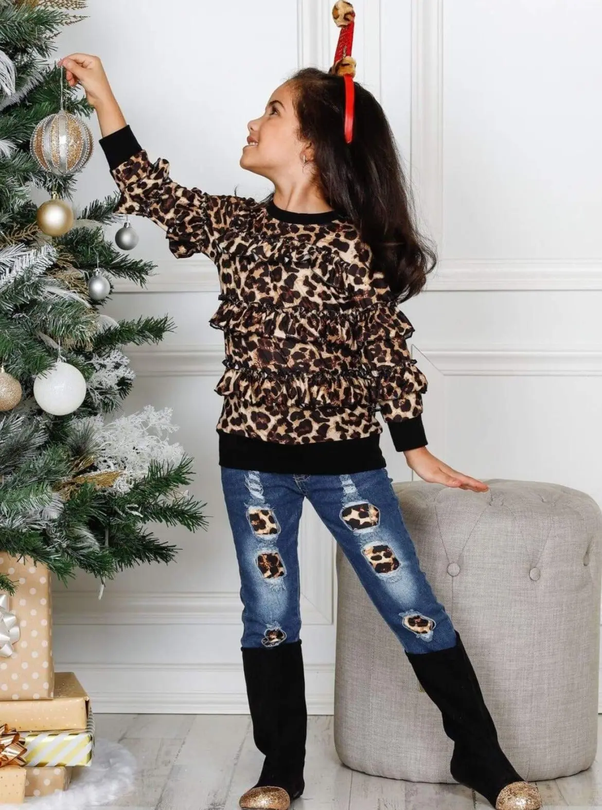 Girls Cuffed Ruffled Sweater - Image 4