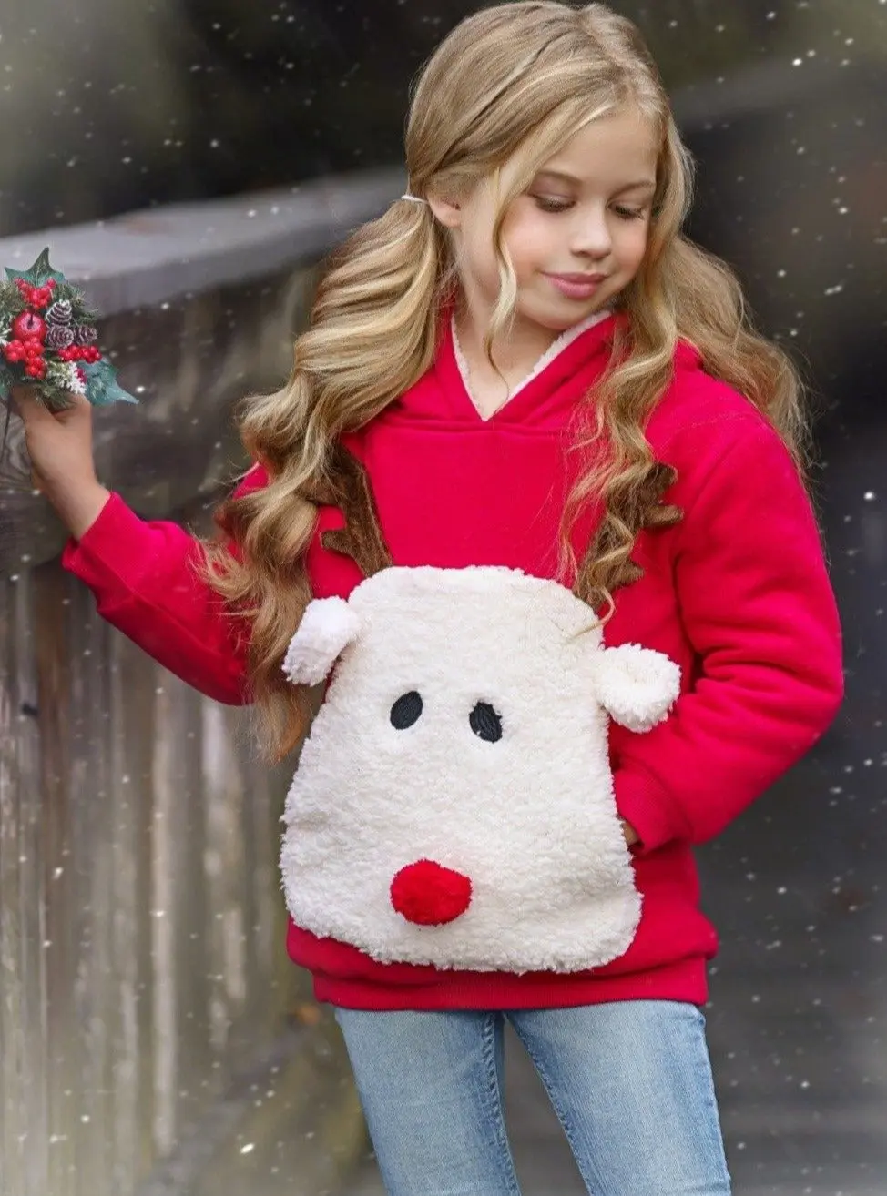 Warm and Cozy Fleece Lined Reindeer Hoodie - Image 11