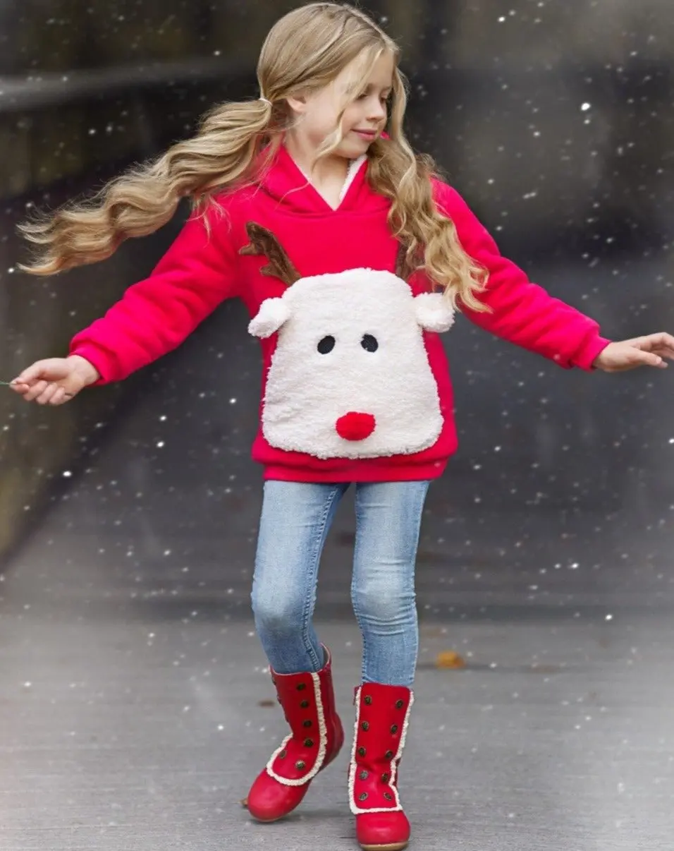 Warm and Cozy Fleece Lined Reindeer Hoodie - Image 12