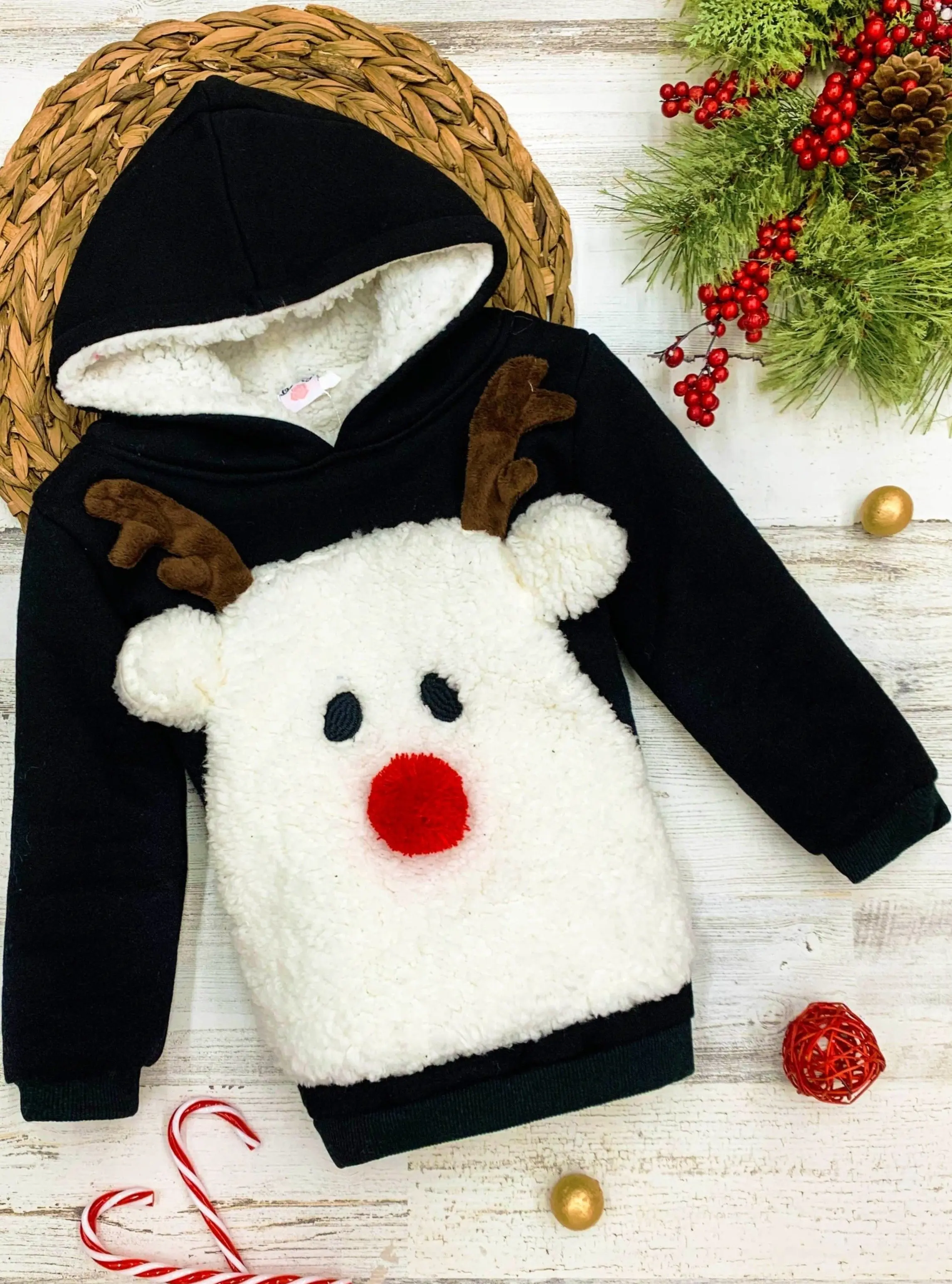 Warm and Cozy Fleece Lined Reindeer Hoodie - Image 2